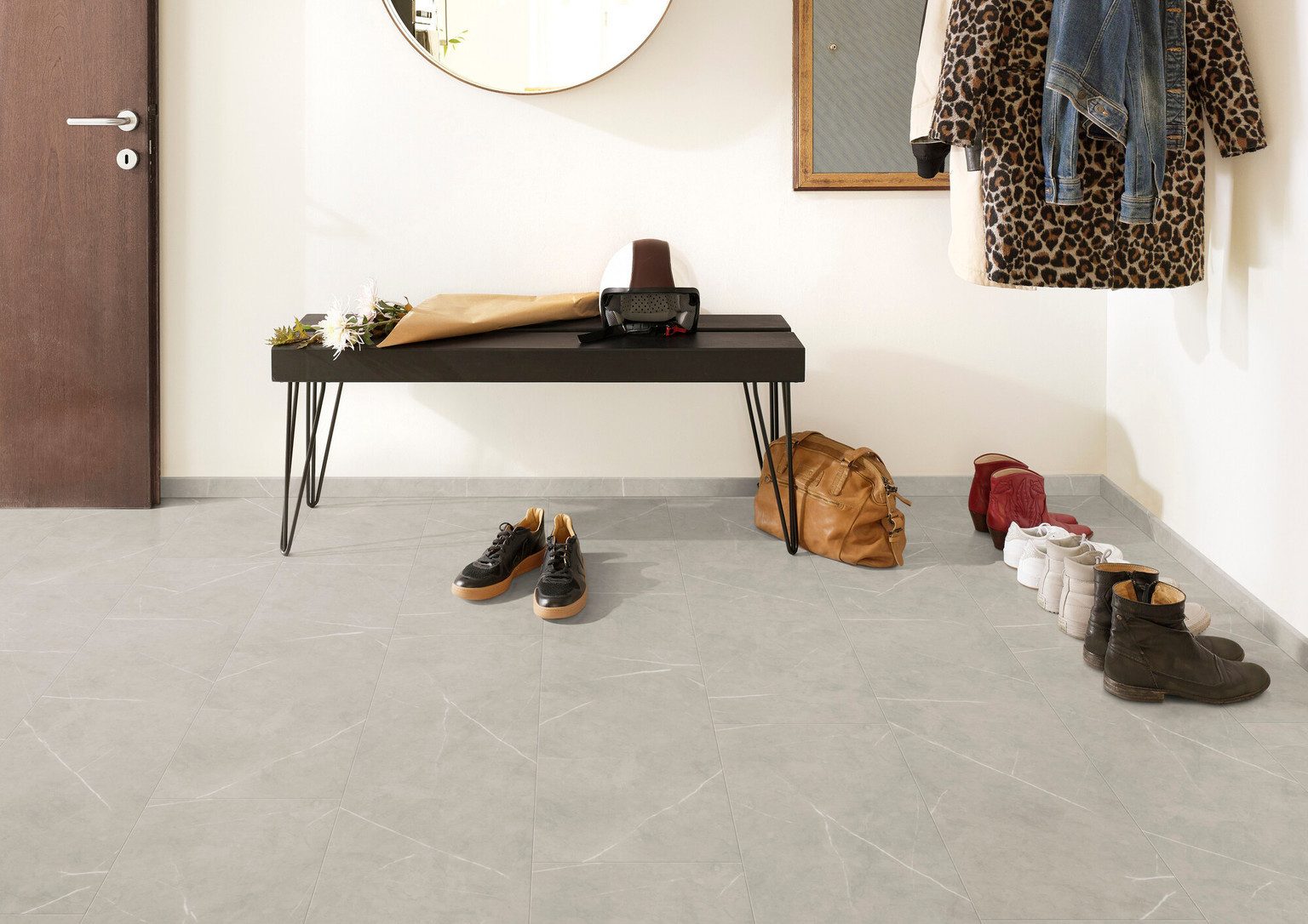 tilo Vinylboden tilo tilo Vinyl ELEGANTO Fliese, 1210 x 288 x 10 mm, NKL 33, NS 0,55 mm, mit Fase, inkl. Kork-Trittscha