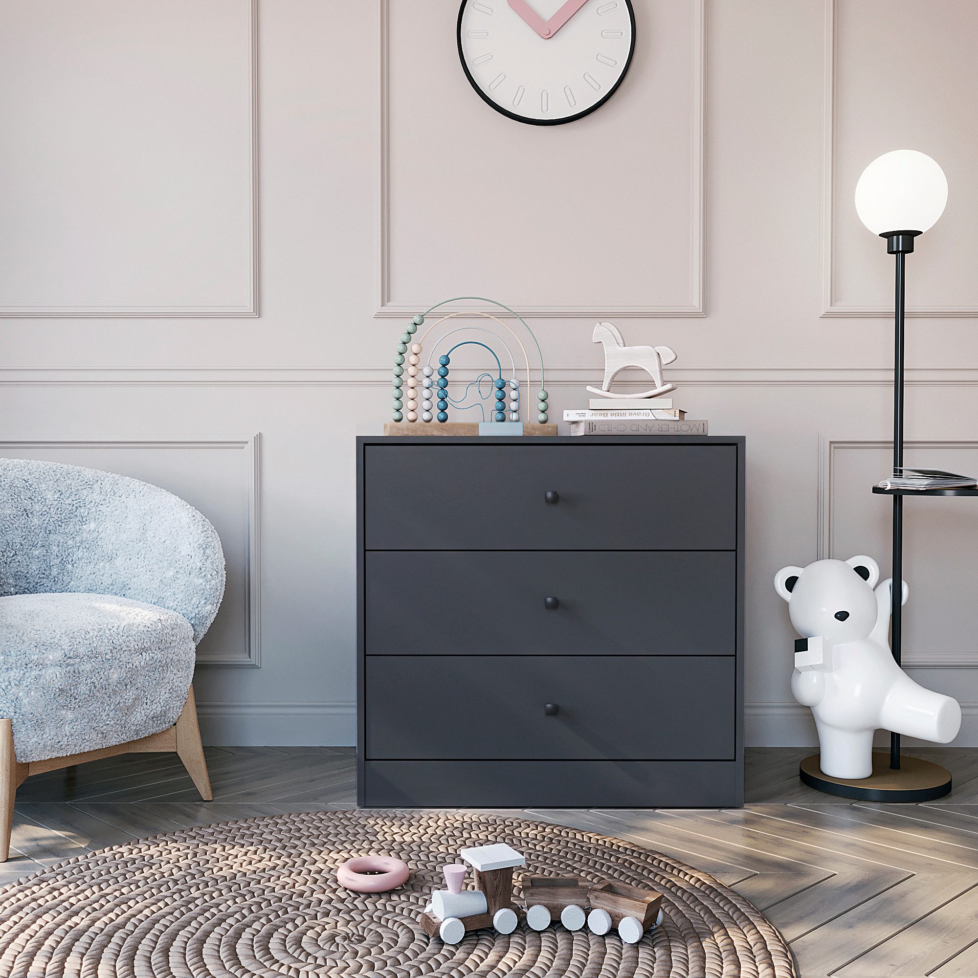 KOMTO Wickelkommode mit Schubladen - Baby Kommode mit Wickelaufsatz, Wickeltisch M3, Wickeltisch, Wickelschrank mit Abnehmbarer Wickelsatz Weiß, Lulliblox – Bild 3 von 5