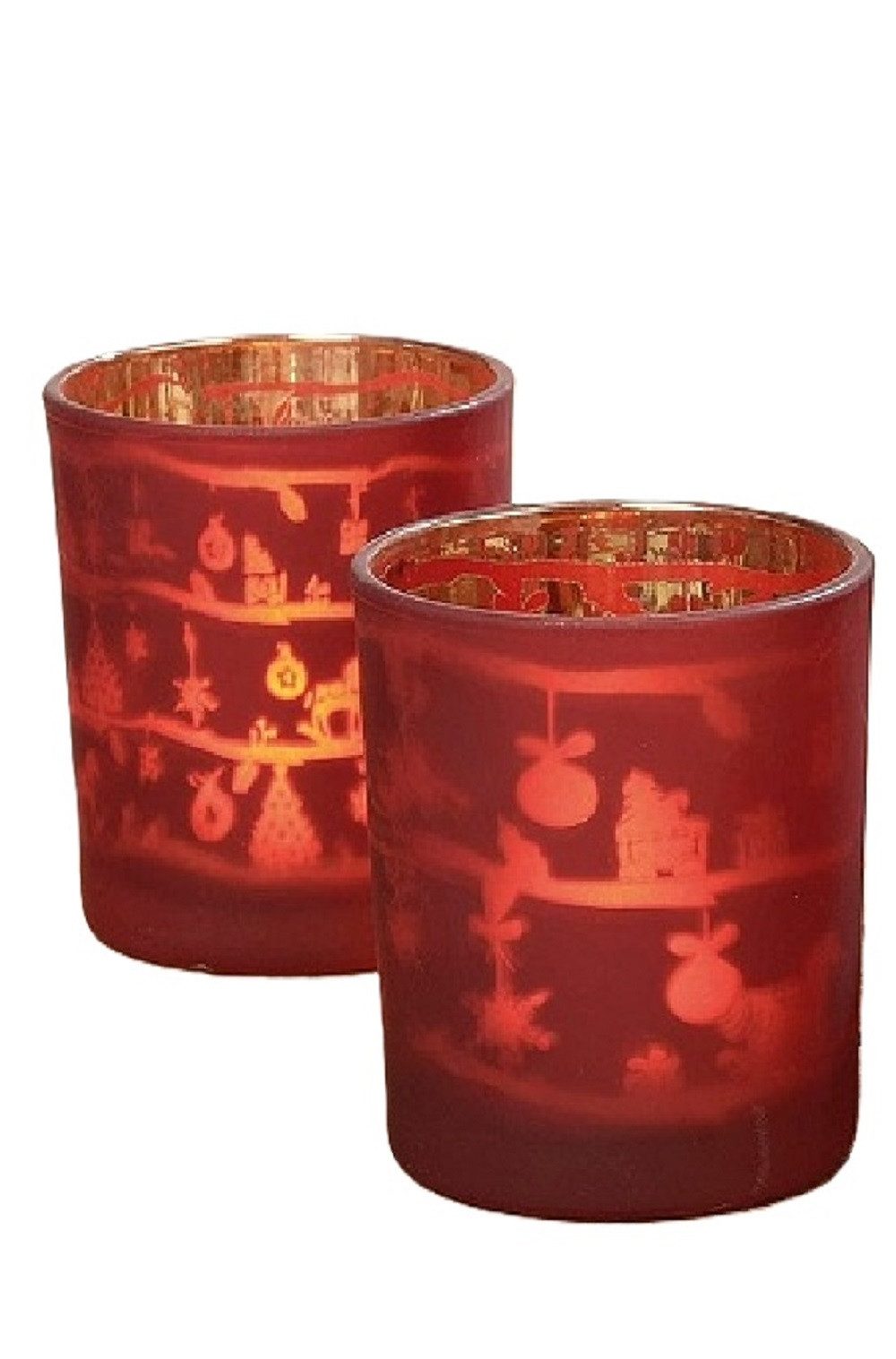 BOLTZE GRUPPE GmbH Teelichthalter Windlicht Marlitt Glas lackiert rot H 8 cm 2er Set
