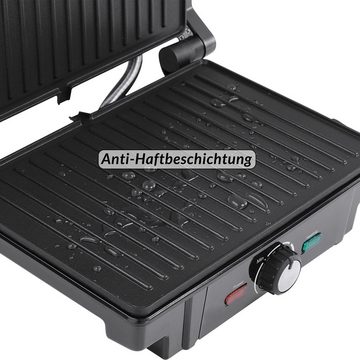 monzana Kontaktgrill, 1600 W, XL 180°C Klappbar Antihaftbeschichtung Edelstahl Temperaturkontrolle