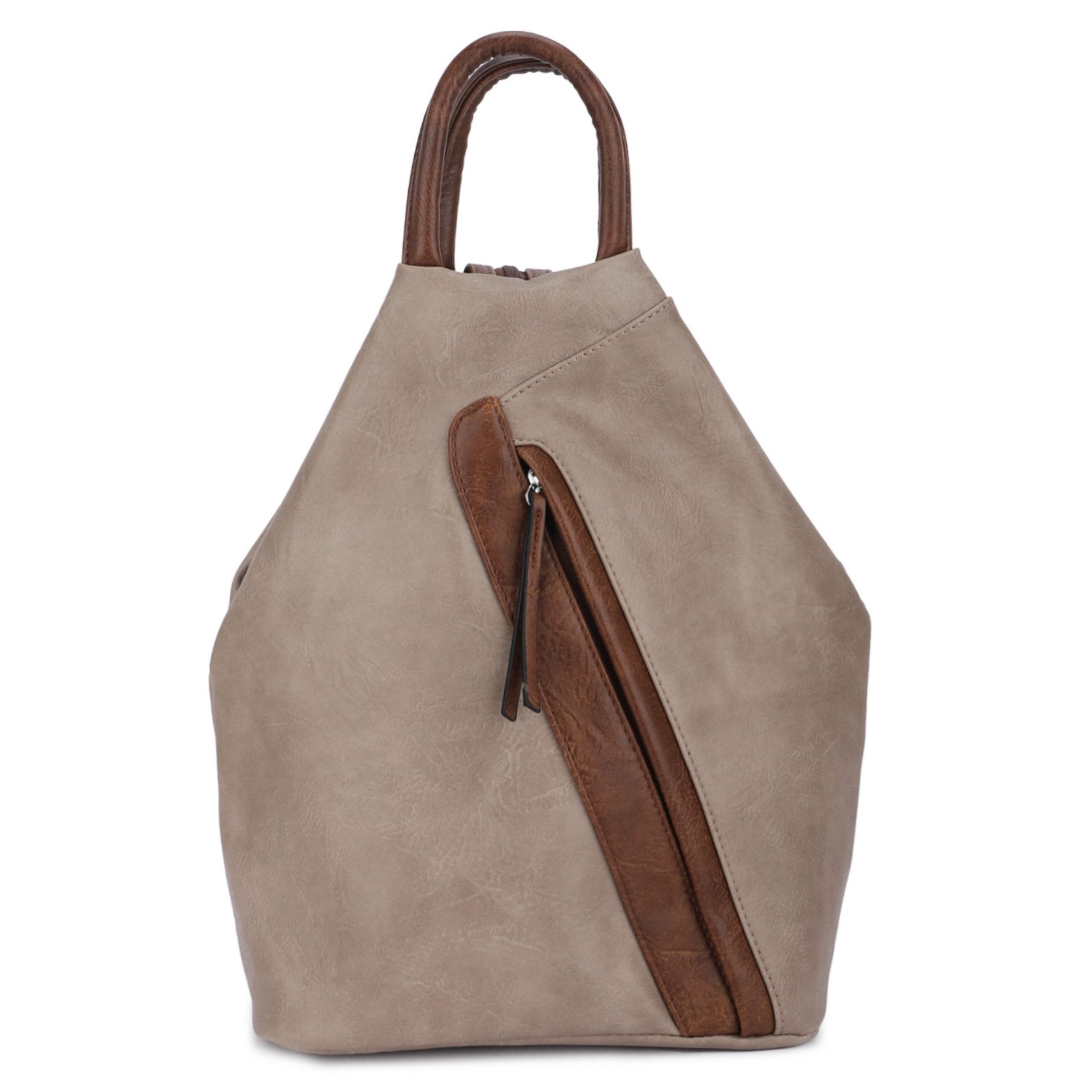 MIRROSI Tagesrucksack Damen Rucksack Kunstleder 25x13x35 cm – Cityrucksack (ca. 25 x 13 x 35 cm), mit Reißverschluss, Henkel, Schulterriemen & Frontfach