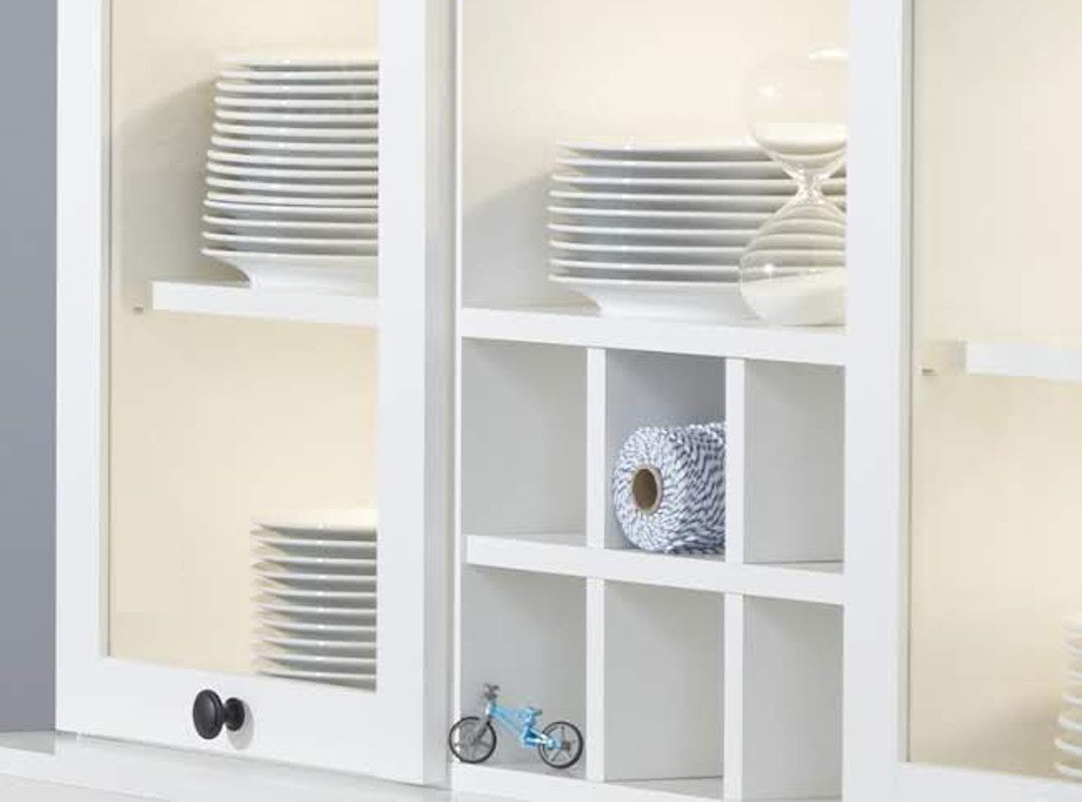 trendteam Buffet Baxter (großer Buffetschrank in Landhaus weiß, 120 x 194 cm) 17 Fächer