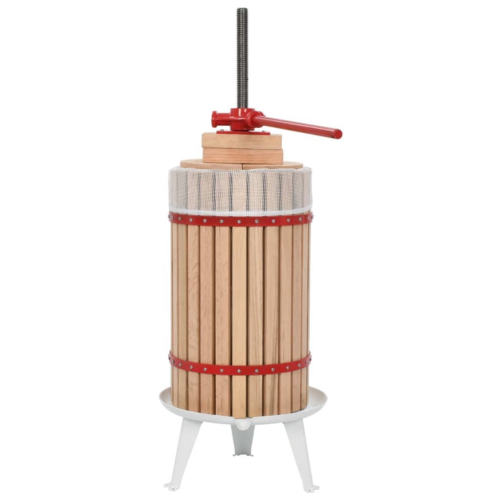 vidaXL Obstpresse Obst- und Weinpresse mit Stoffbeutel 30 L Eichenholz, Holz