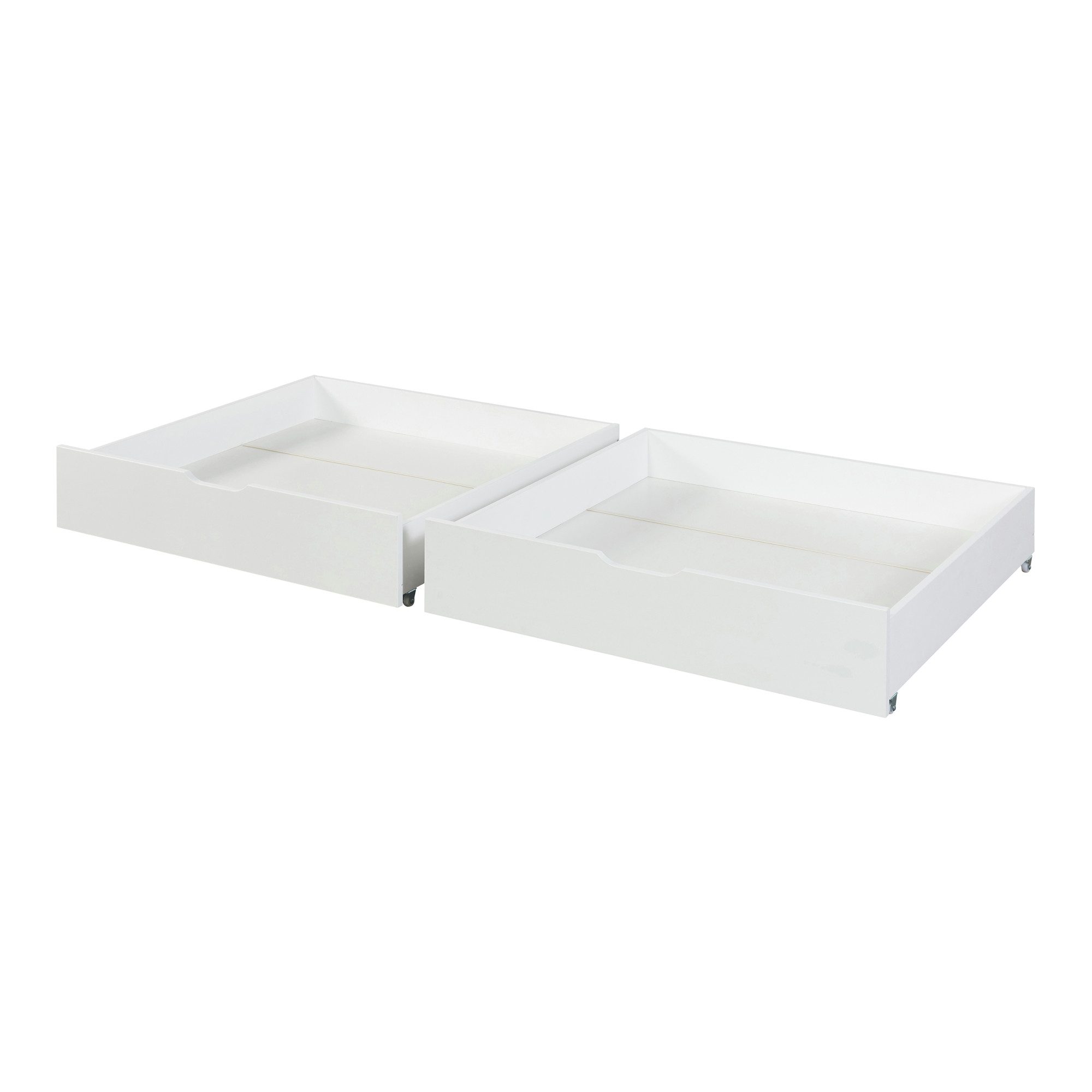 en.casa Unterbettkommode (Set, 2er Set), »Ydre« Bettkasten mit Rollen Holz 97,5 x 92 x 22 cm Weiß