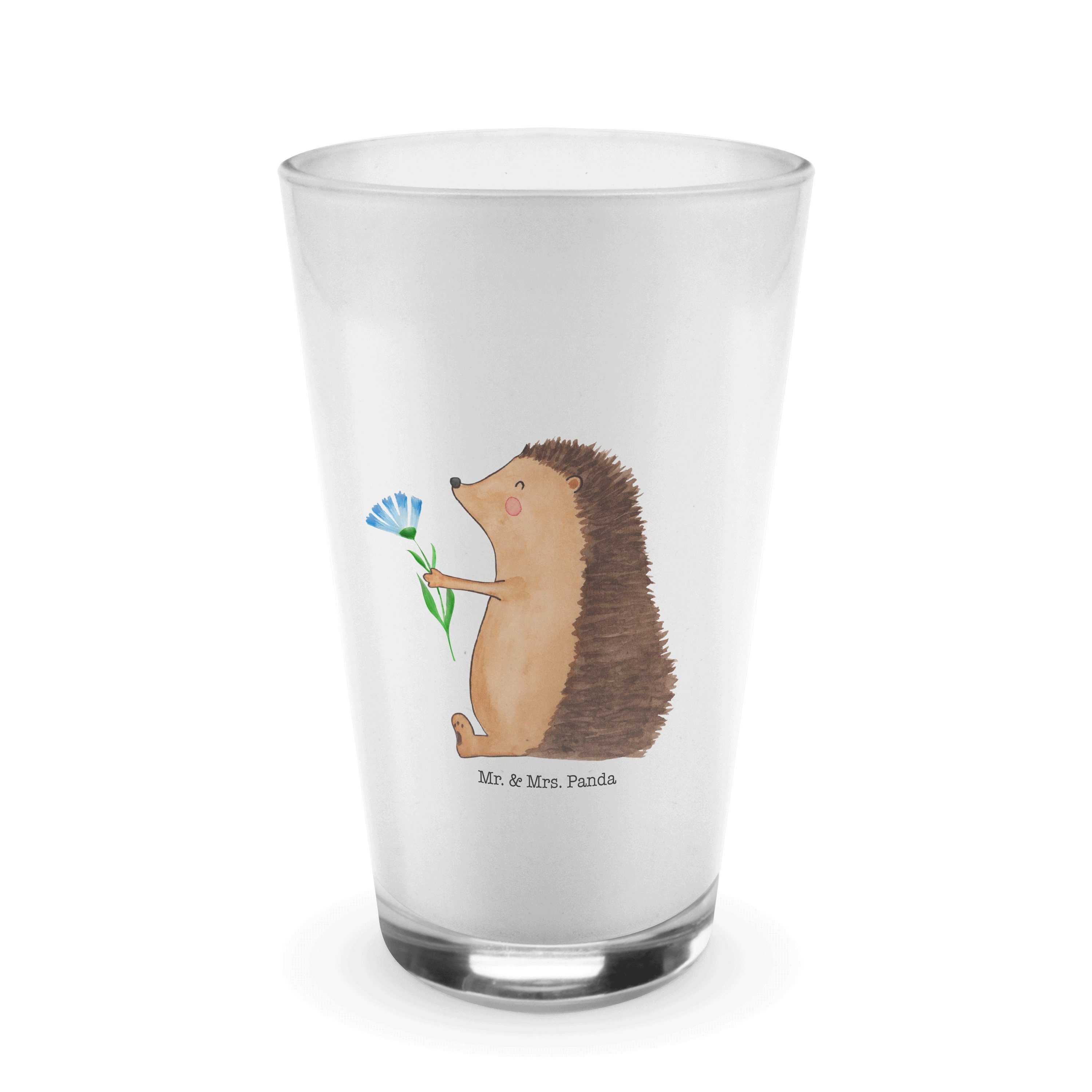 Glas Igel Blumen - Transparent - Geschenk, Gute Laune, Krankenhaus, Latte