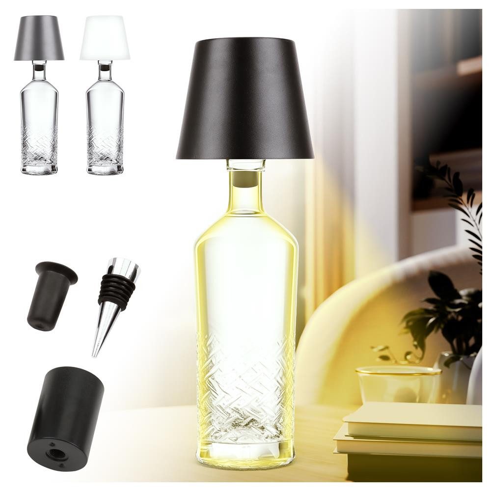AddLiving LED Tischleuchte Bottle Light V2442 LED-Flaschenlampe schwarz mit Touch, 56 LEDs, 3 Lichtfarben, Touch-Funktion, stufenlos dimmbar, IP44
