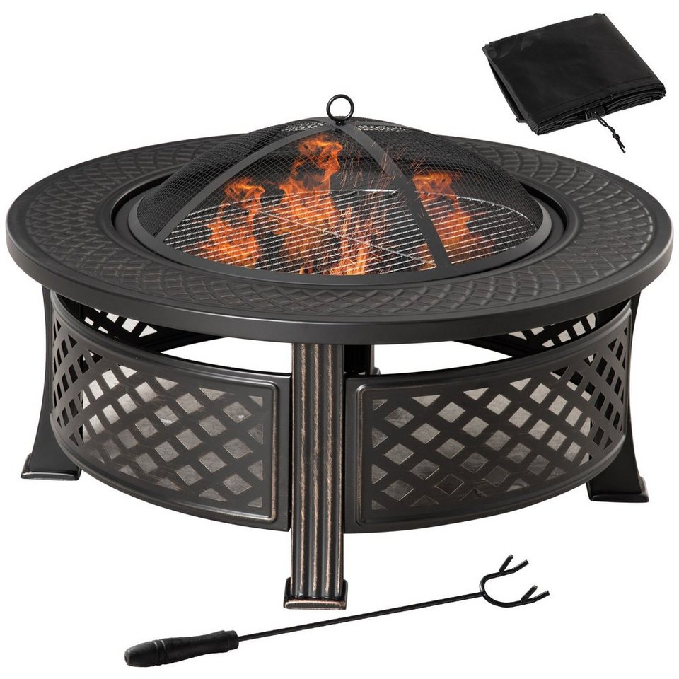 Outsunny Holzkohlegrill Feuerschale, Set, BxTxH: 81x81x50 cm