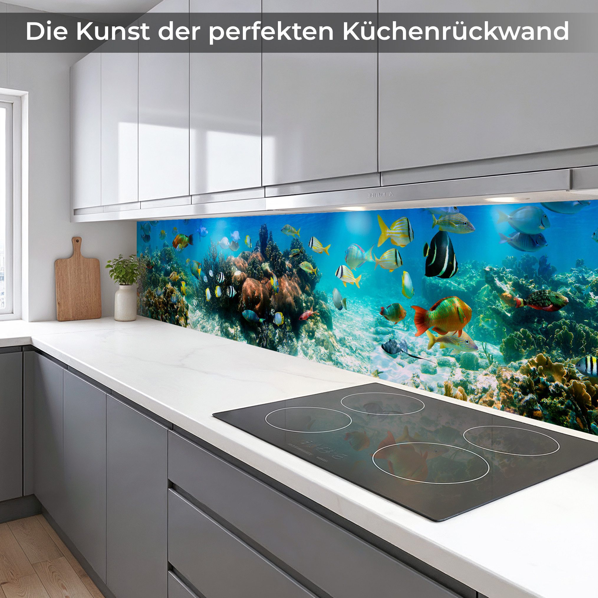 Rodnik Küchenrückwand Unterwasserwelt, monolithische ABS-Platte mit Direktdruck, formstabil und langlebig
