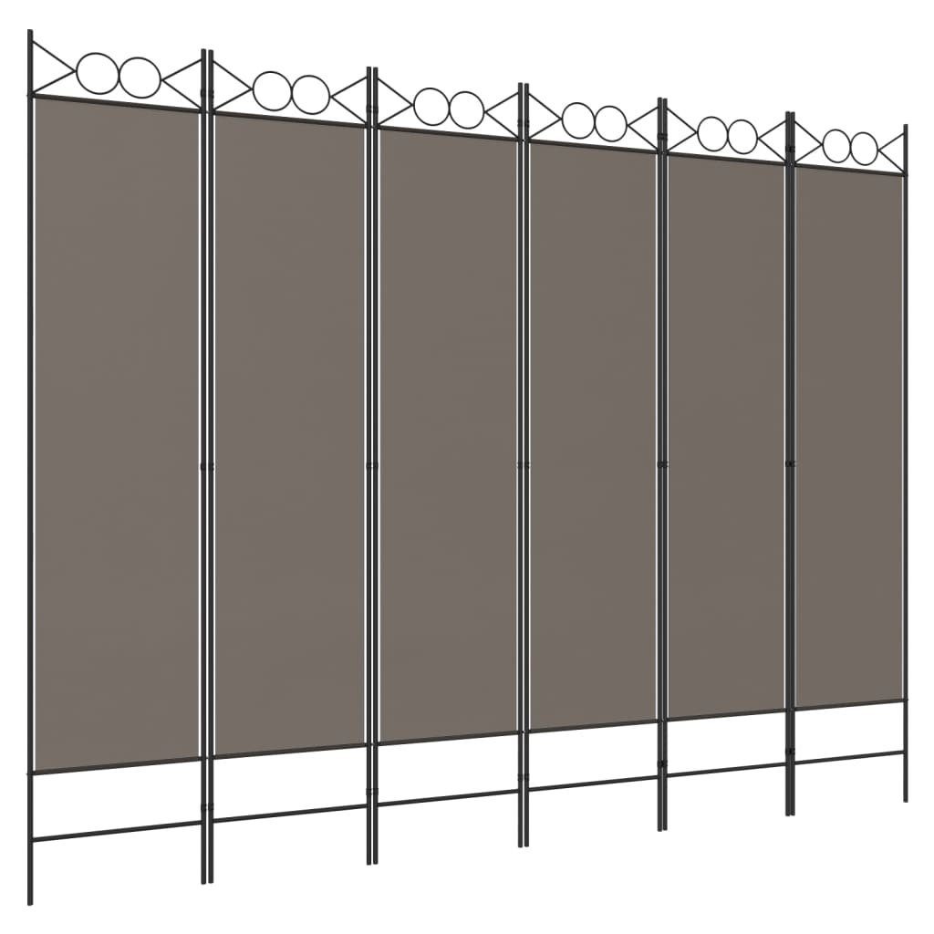 furnicato Raumteiler 6-tlg. Anthrazit cm Stoff 240x200 Paravent