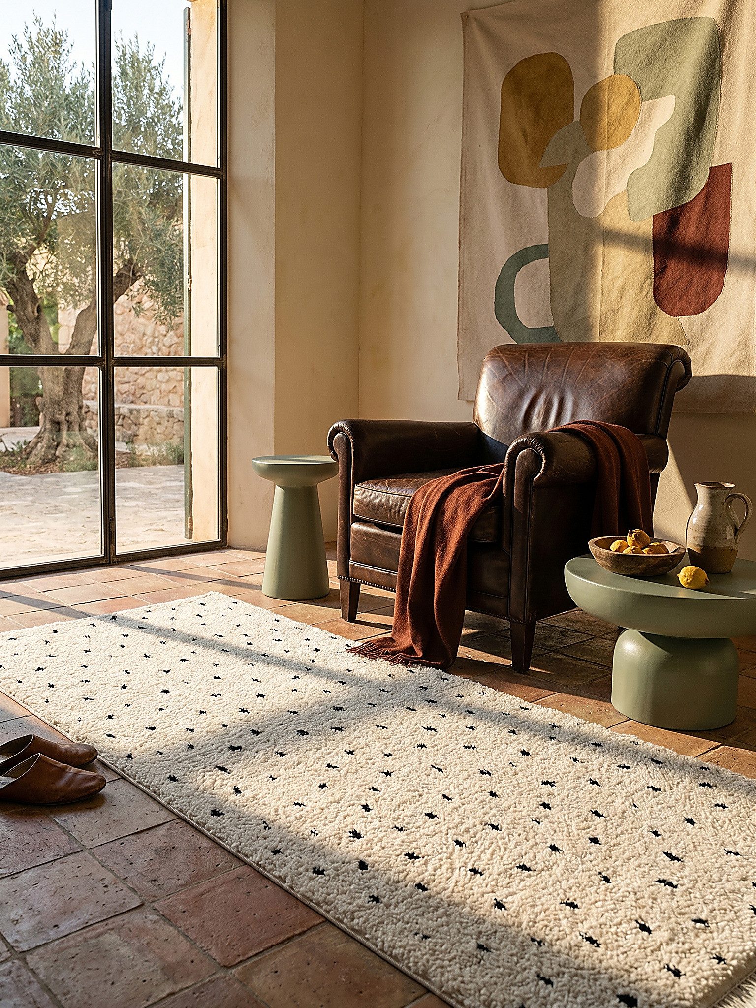 KADIMA DESIGN Teppich ATRIO Teppichläufer Creme 80x150 Abstrakt Polypropylen Wohnzimmer, Läufer, Höhe: 31 mm, Fußbodenheizung geeignet, Strapazierfähig, Pflegeleicht, Farbecht