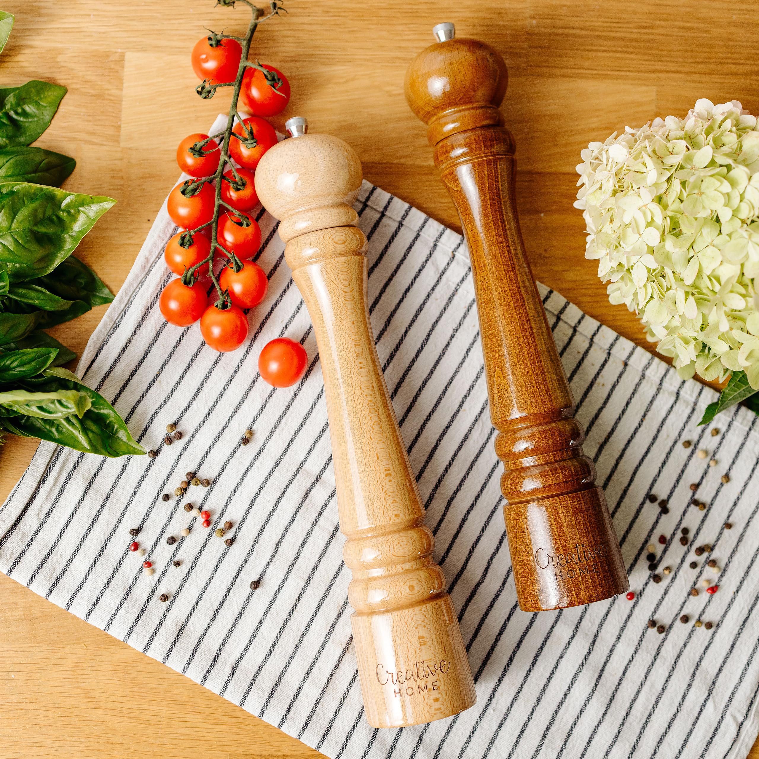 Creative Home Salz-/Pfeffermühle Große Salz und Pfeffermühle Holz Set von 2 Mühlen – Bild 2 von 5
