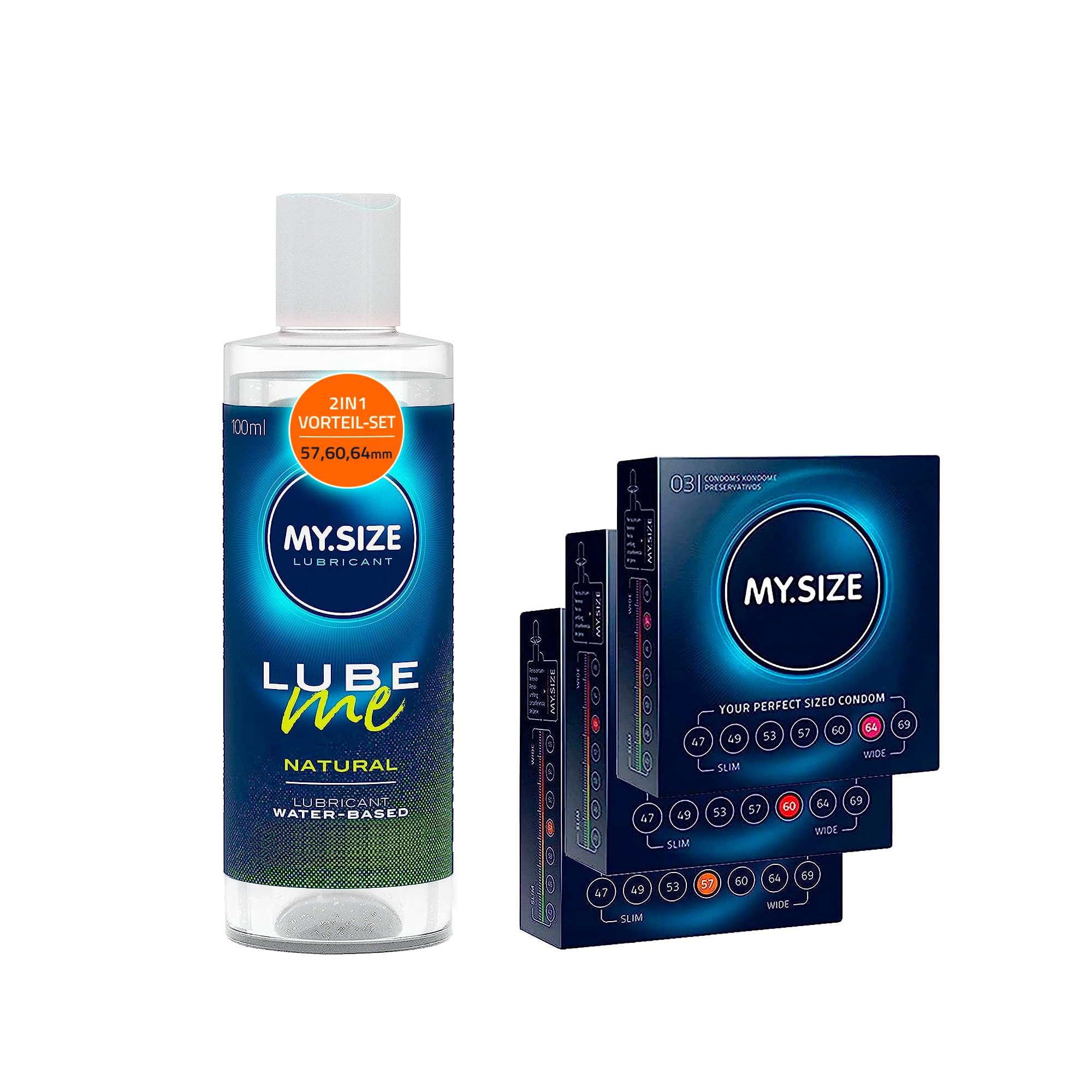 MY.SIZE Kondome MY.SIZE Kondom + Gleitgel Set Set, 3x3 Kondome + 100 ml Gleitgel