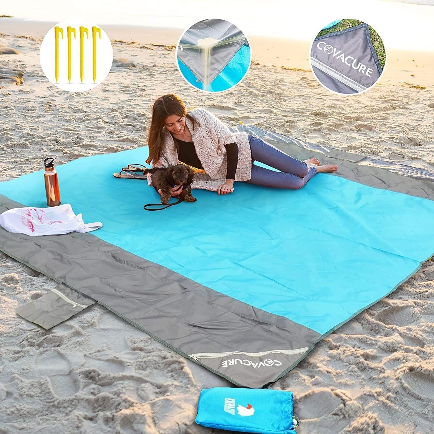 Picknickdecke Picknickdecke Stranddecke Wasserdicht 210x200cm Sanddicht Blau, LuxusKollektion