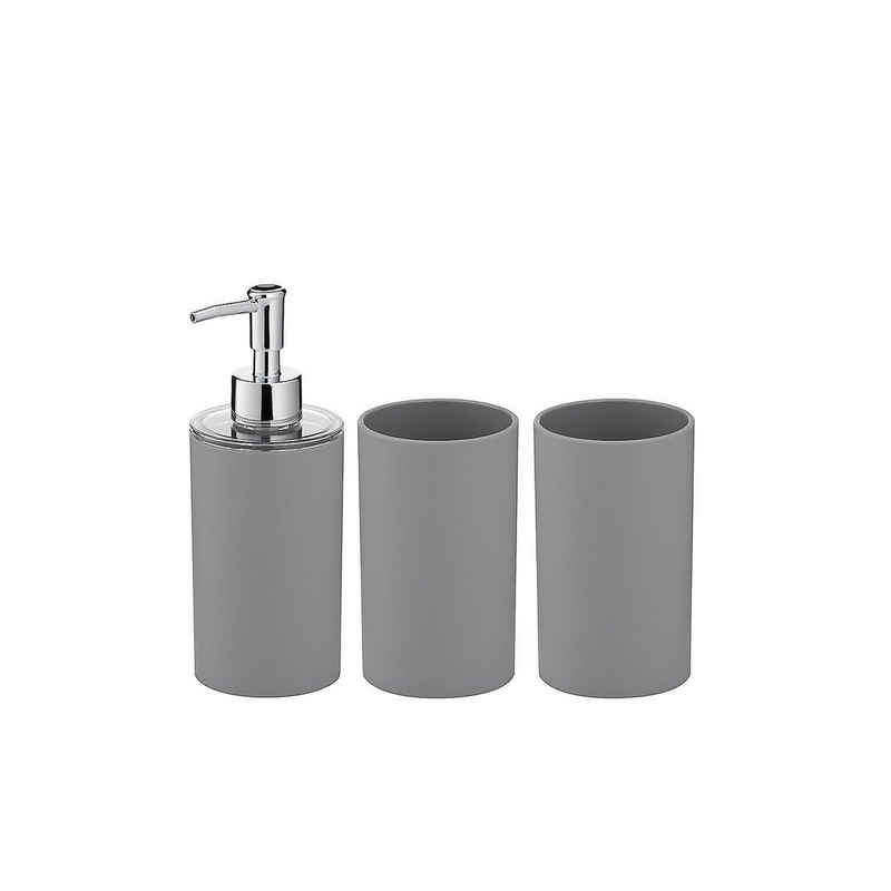 kela Badezimmer-Set Gray, bestehend aus 1x Seifenspender mit 360 ml und 2x Becher