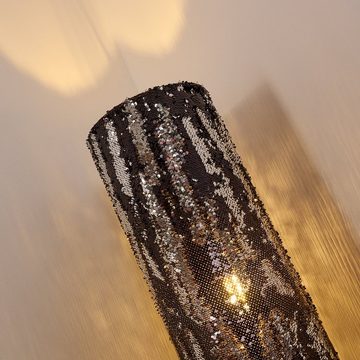 hofstein Stehlampe »Casaso« Stehleuchte aus Pailletten in Schwarz-Silber, ohne Leuchtmittel, E27, Pailetten des Schirms können gewendet