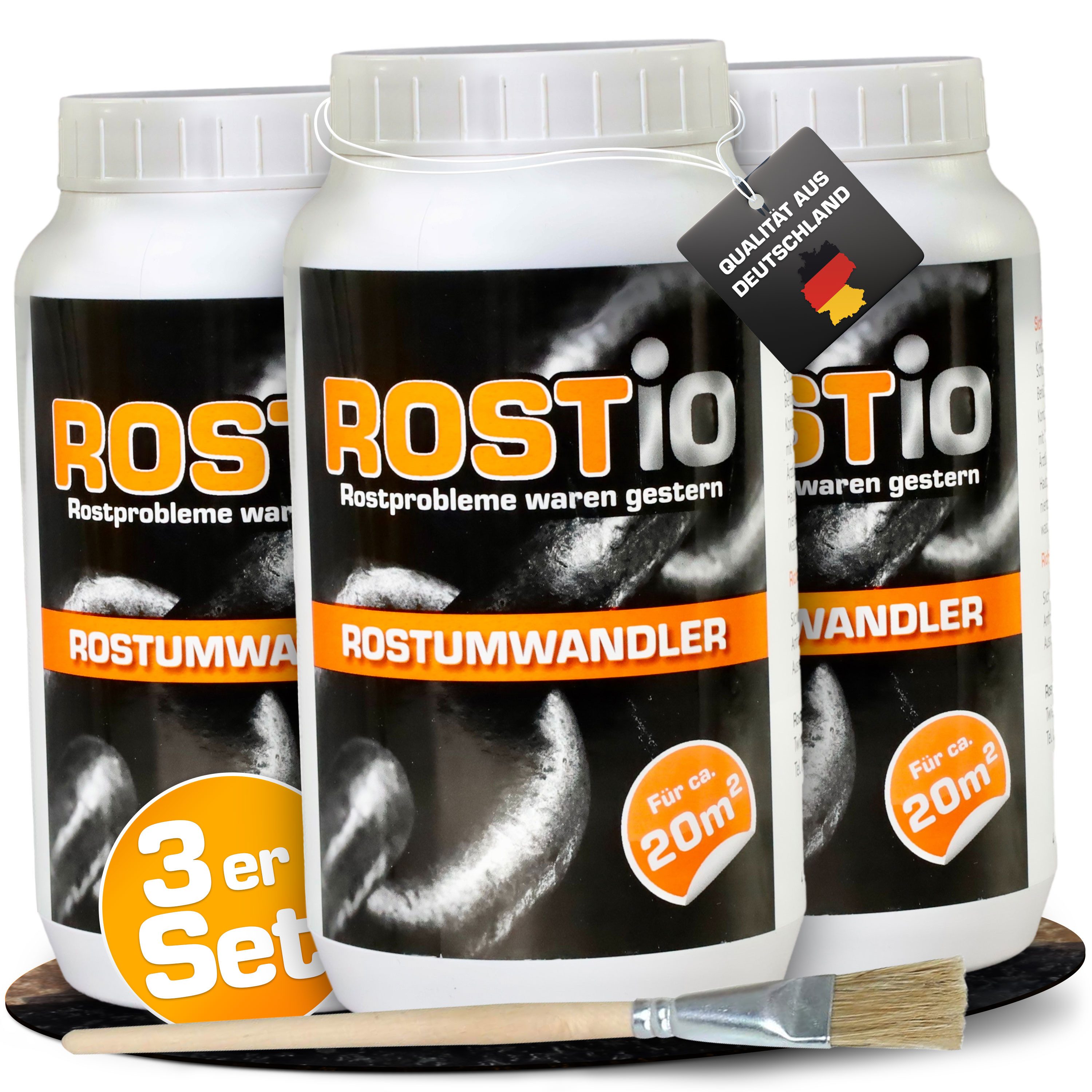 Rostio Rostumwandler 1 Liter, Rostkonverter mit Pinsel Rostentferner