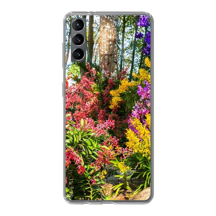 MuchoWow Handyhülle Blumen - Regenbogen - Wald - Jahreszeiten Phone Case Handyhülle Samsung Galaxy S21 Plus Silikon Schutzhülle