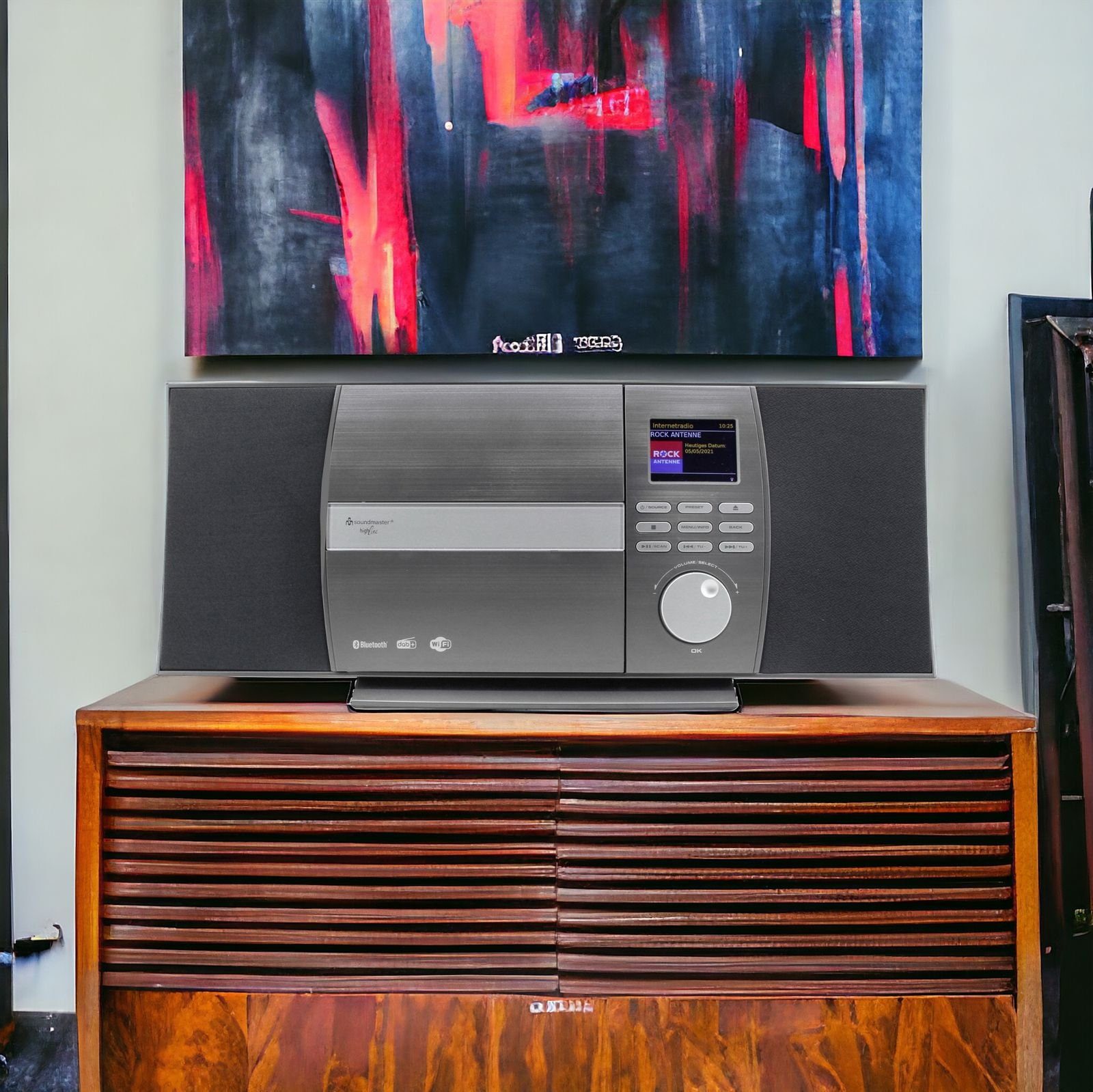 Soundmaster ICD1010AN Internetradio mit CD-Player DAB+ Bluetooth USB Internet-Radio (Internet, DAB+, UKW-RDS, 10 W, Equalizer, steuerbar per Fernbedienung oder App, Wandmontage möglich)