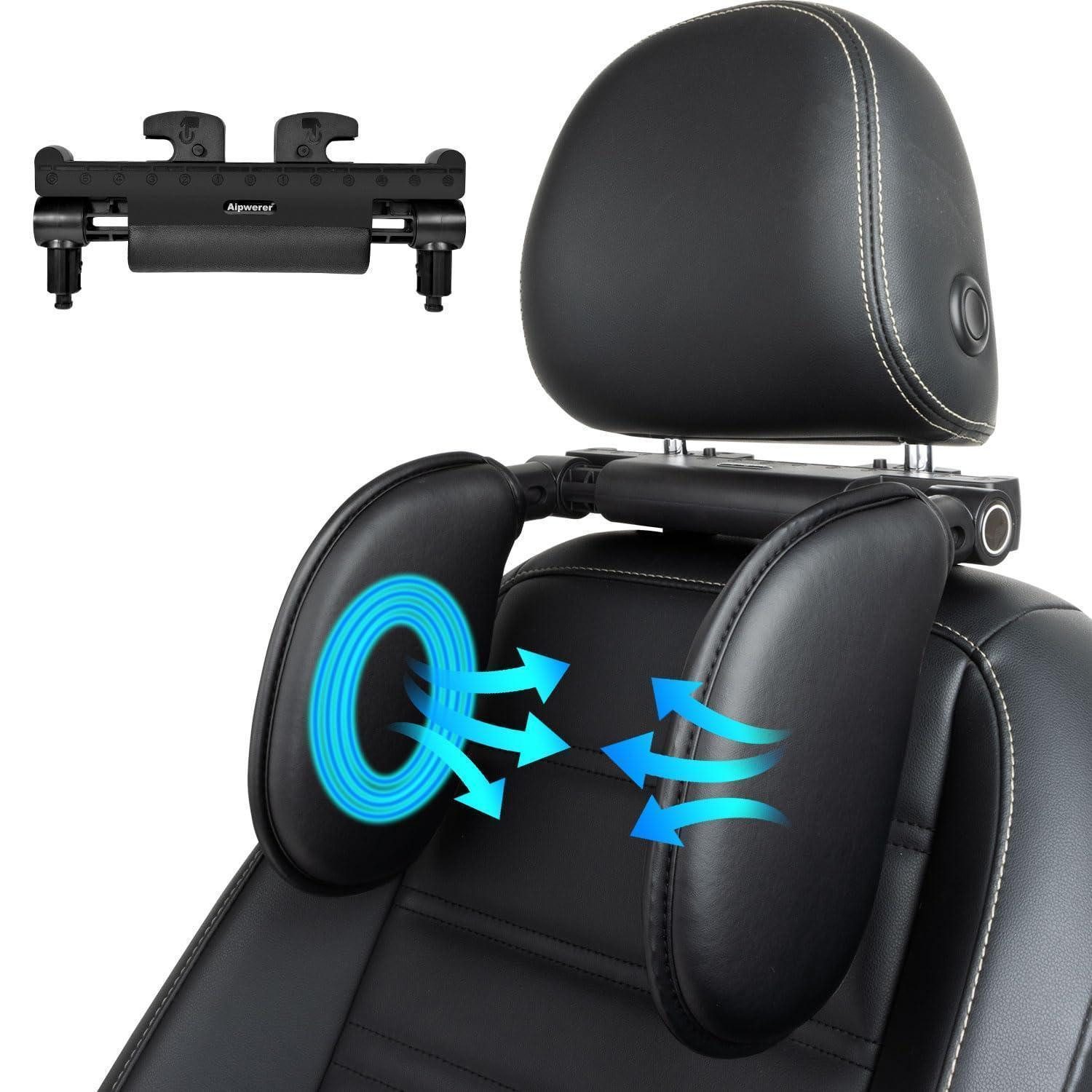 LuxusKollektion Autokopfstütze Kopfstütze Auto Gedächtnisschaum Abnehmbar Kinder Schwarz A10 PU