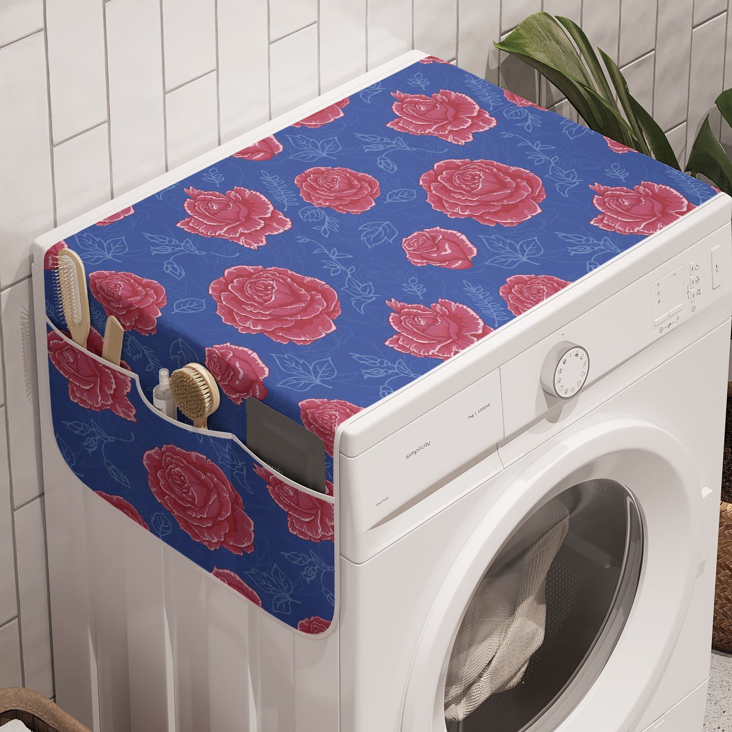 Abakuhaus Badorganizer Anti-Rutsch-Stoffabdeckung Waschmaschine Trockner, und für Rose Branchen Gliederung und Blütenblätter