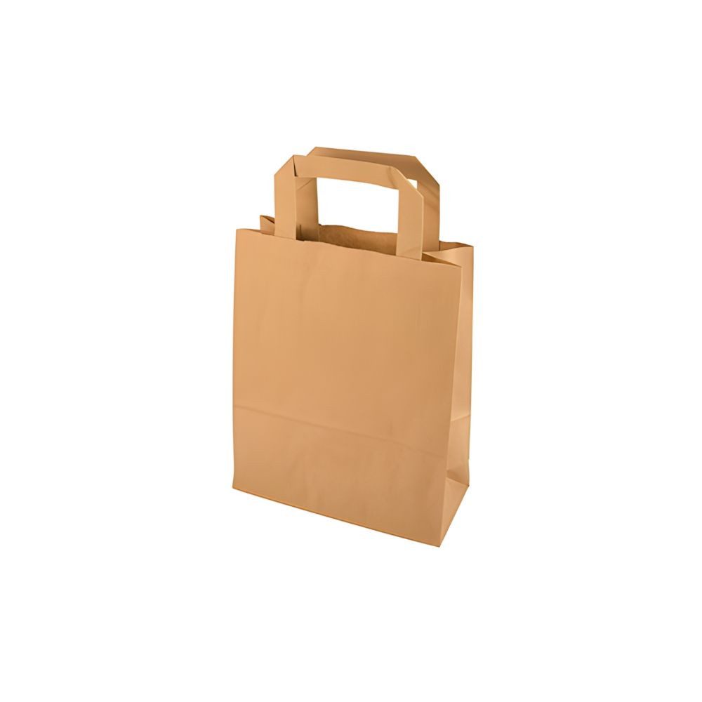 PAPSTAR Tragetasche 400 x Tragetaschen, Papier 22 cm x 18 cm x 10 cm braun mit Tragegriff