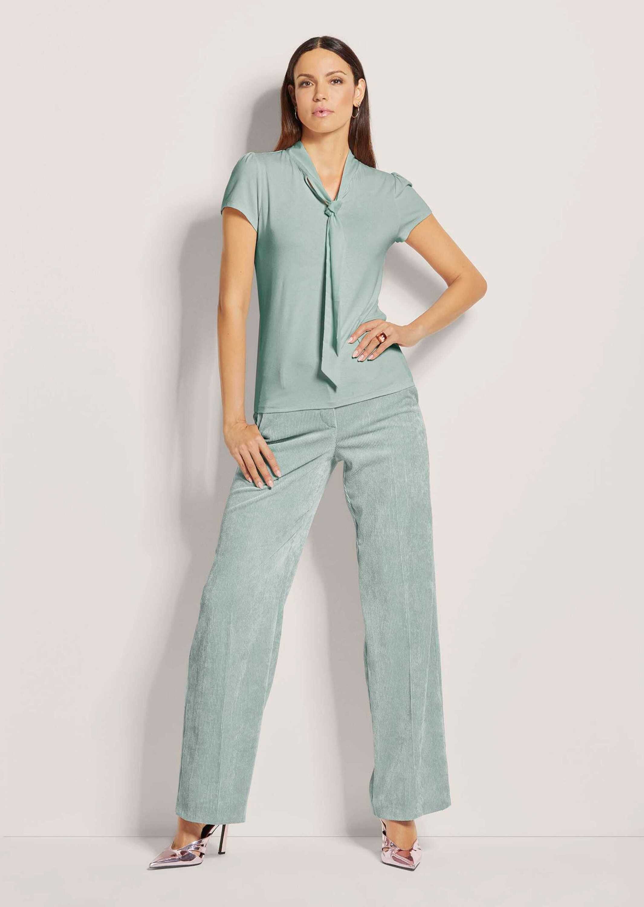 MADELEINE Kurzarmshirt Kurzarmoberteil mit Schluppe Schickes Blusenshirt mi günstig online kaufen