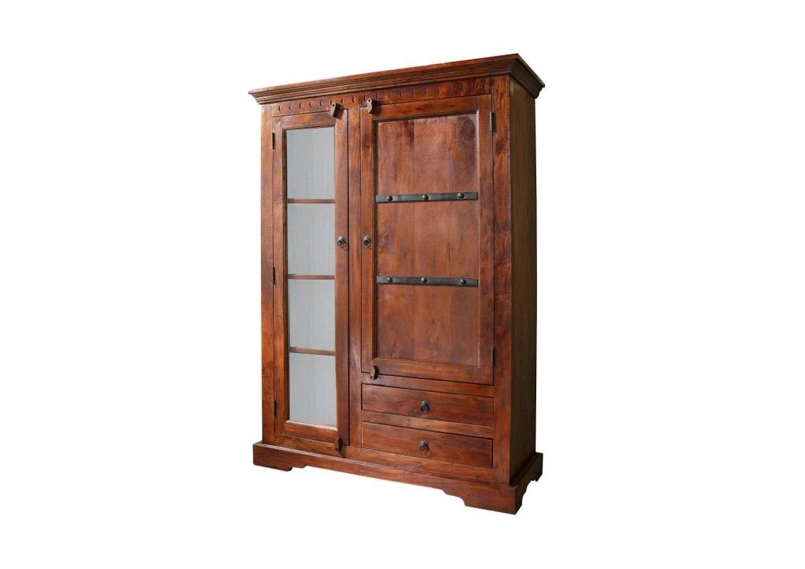 Massivmoebel24 Standvitrine OXFORD (Vitrine Akazie 110x45x155 nougat lackiert OXFORD #425) Vitrine Akazie 110x45x155 nougat lackiert OXFORD #425