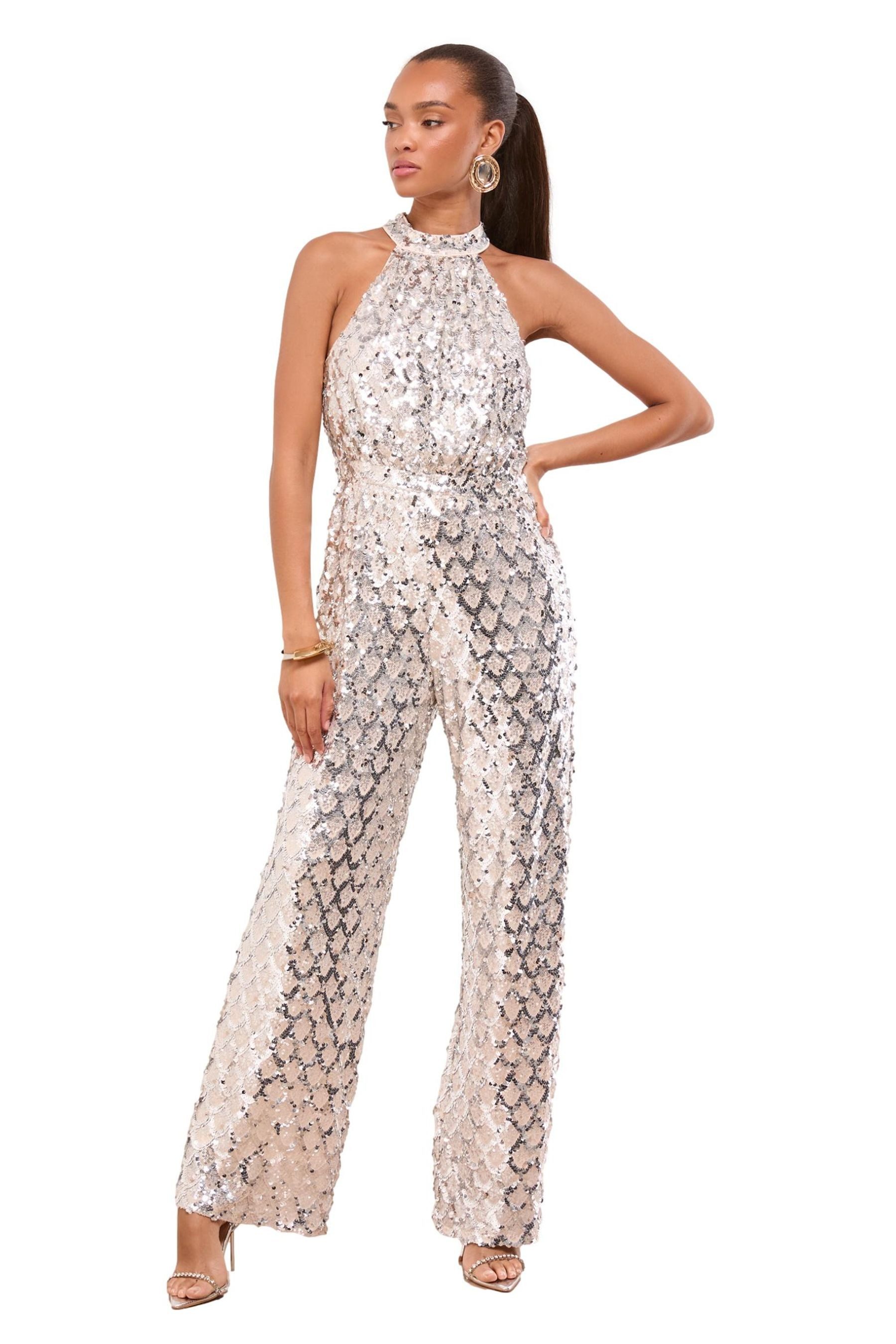 LIPSY Jumpsuit Lipsy Neckholder-Jumpsuit mit Pailletten, Regular (1-tlg)