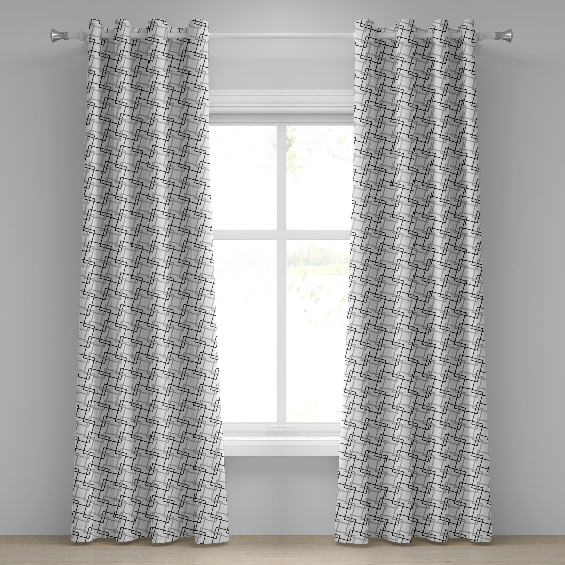 Gardine Dekorative 2-Panel-Fenstervorhänge für Schlafzimmer Wohnzimmer, Abakuhaus, Geometrisch schneidende Plätze