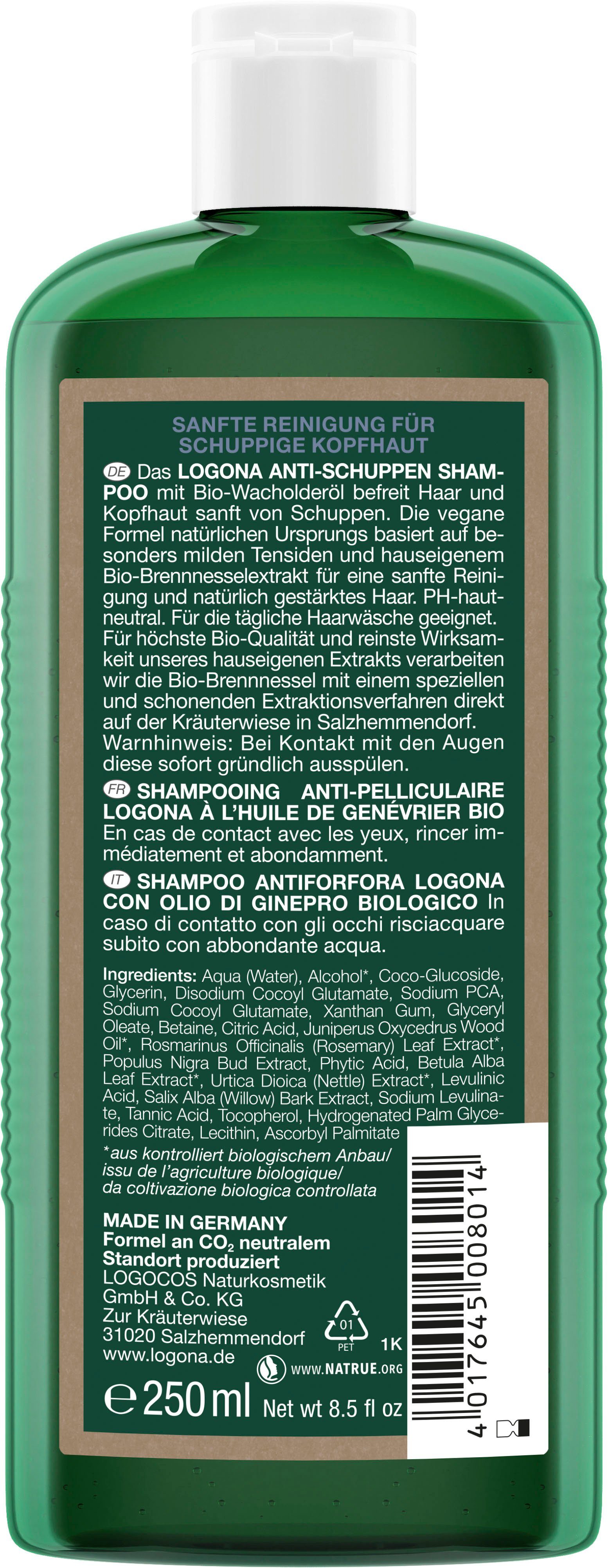 LOGONA Haarshampoo Shampoo Anti-Schuppen Bio-Wacholder Logona