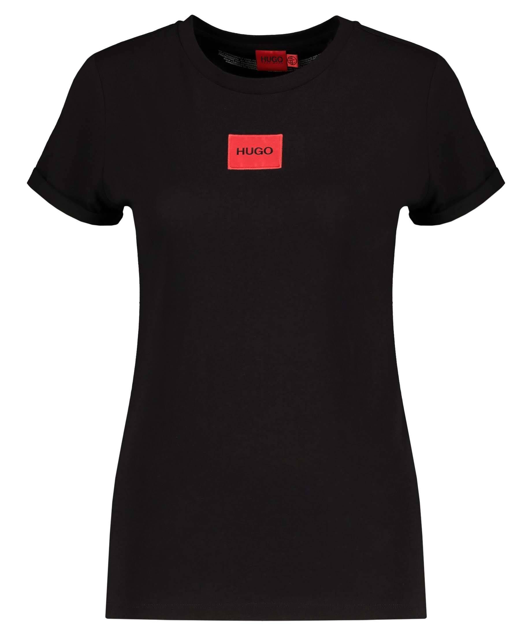Auch der Versand ist kostenlos! HUGO T-Shirt Damen T-Shirt THE (15) TEE schwarz (1-tlg) SLIM