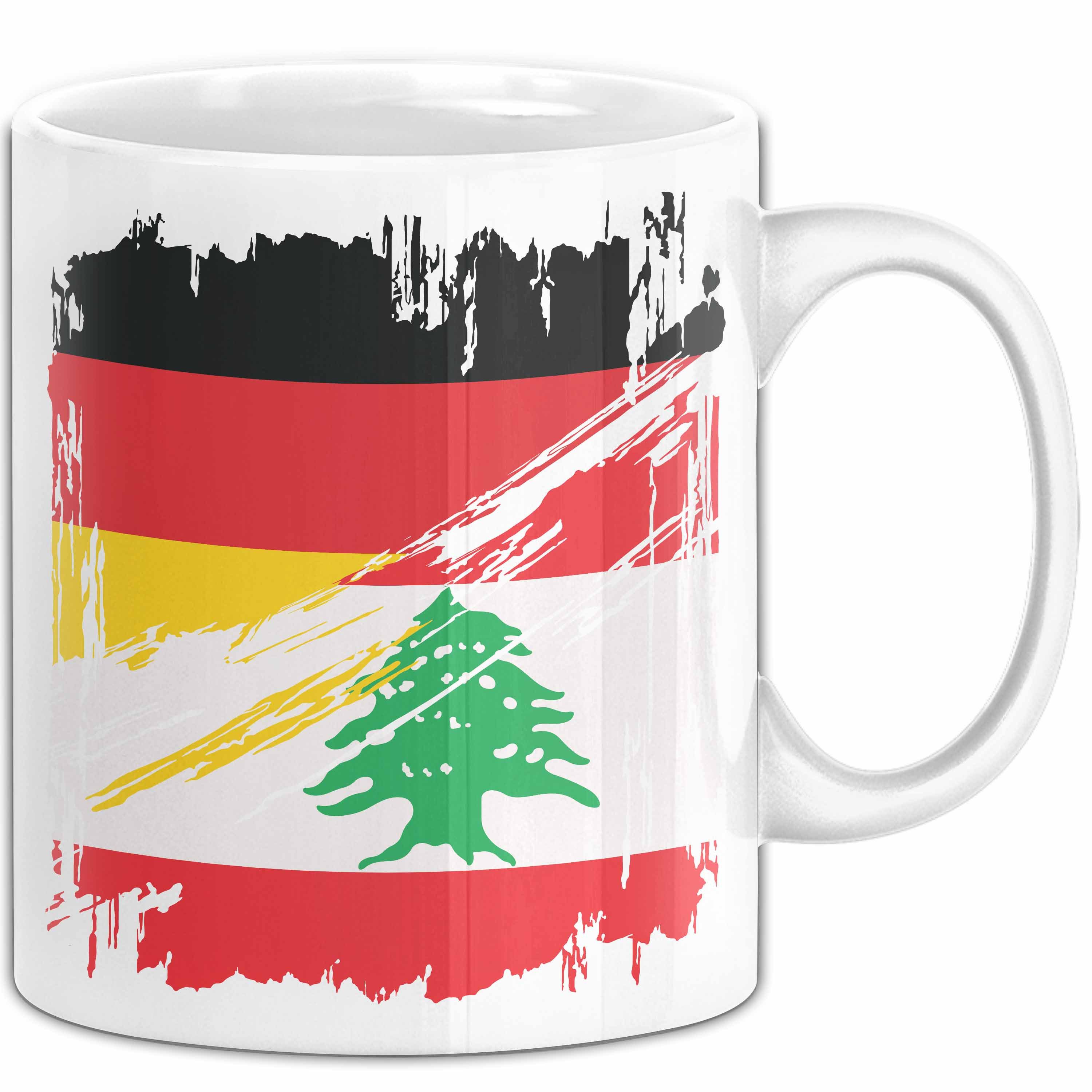 Trendation Tasse Libanon Deutschland Flagge Halb Deutscher Halb Libanese Fußball German