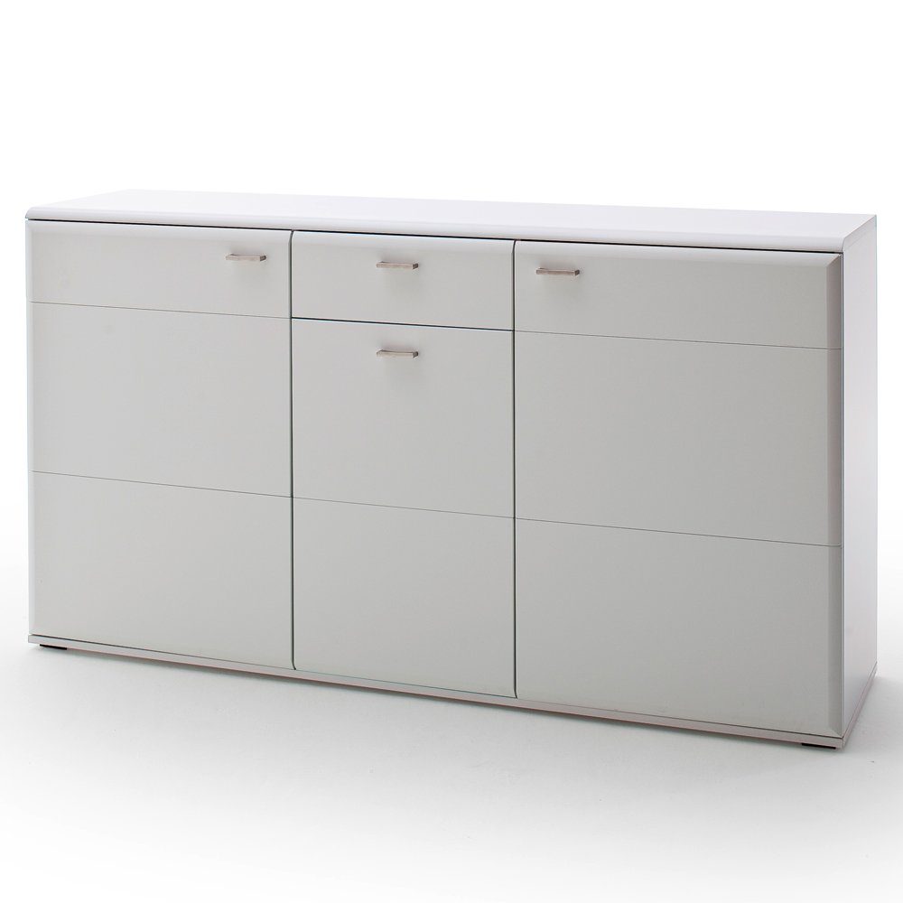 Lomadox Wohnwand ALIA-05, (6-St., montiert Lowboard, Vitrine, 6-tlg), Highboard, weiß matt Couchtisch Sideboard