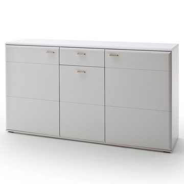Lomadox Esszimmer-Set ALIA-05, (Spar-Set, 4-St), weiß matt modern montiert Sideboard, Vitrine, Highboard, Esstisch