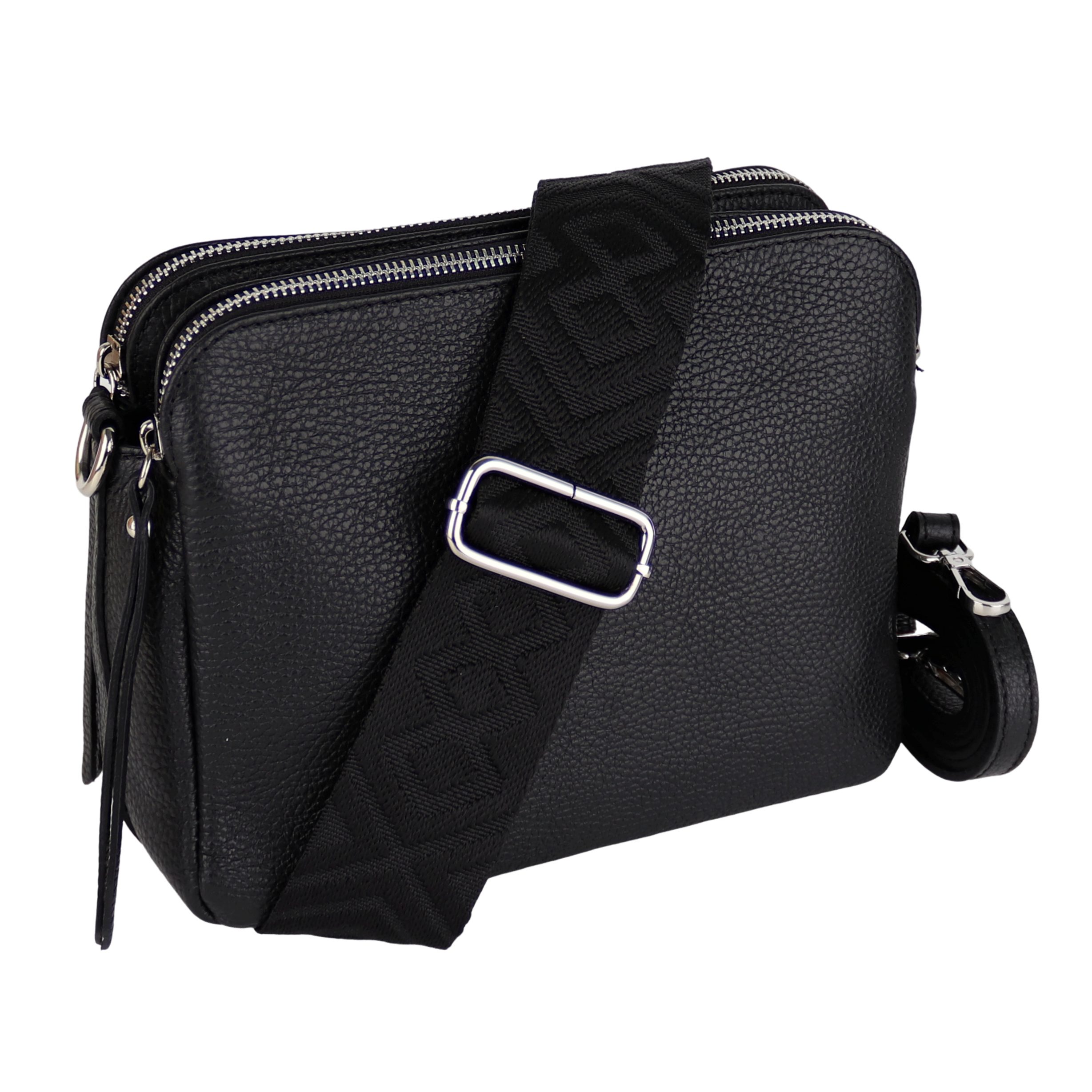 MIRROSI Schultertasche aus Echtleder, hergestellt in Italien, mit 2 Riemen (ca.24x18x9cm), Umhängetasche, Crossbody Bag, verstellbaren Schulterriemen