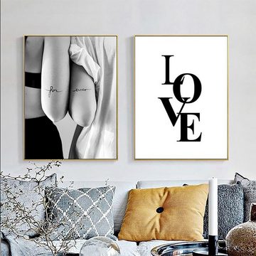 TPFLiving Kunstdruck (OHNE RAHMEN) Poster - Leinwand - Wandbild, Liebe für immer - Love for ever - Farben schwarz, weiß (Leinwand Wohnzimmer, Leinwand Bilder, Kunstdruck), Farben: schwarz, weiß - Größe: 10x15cm