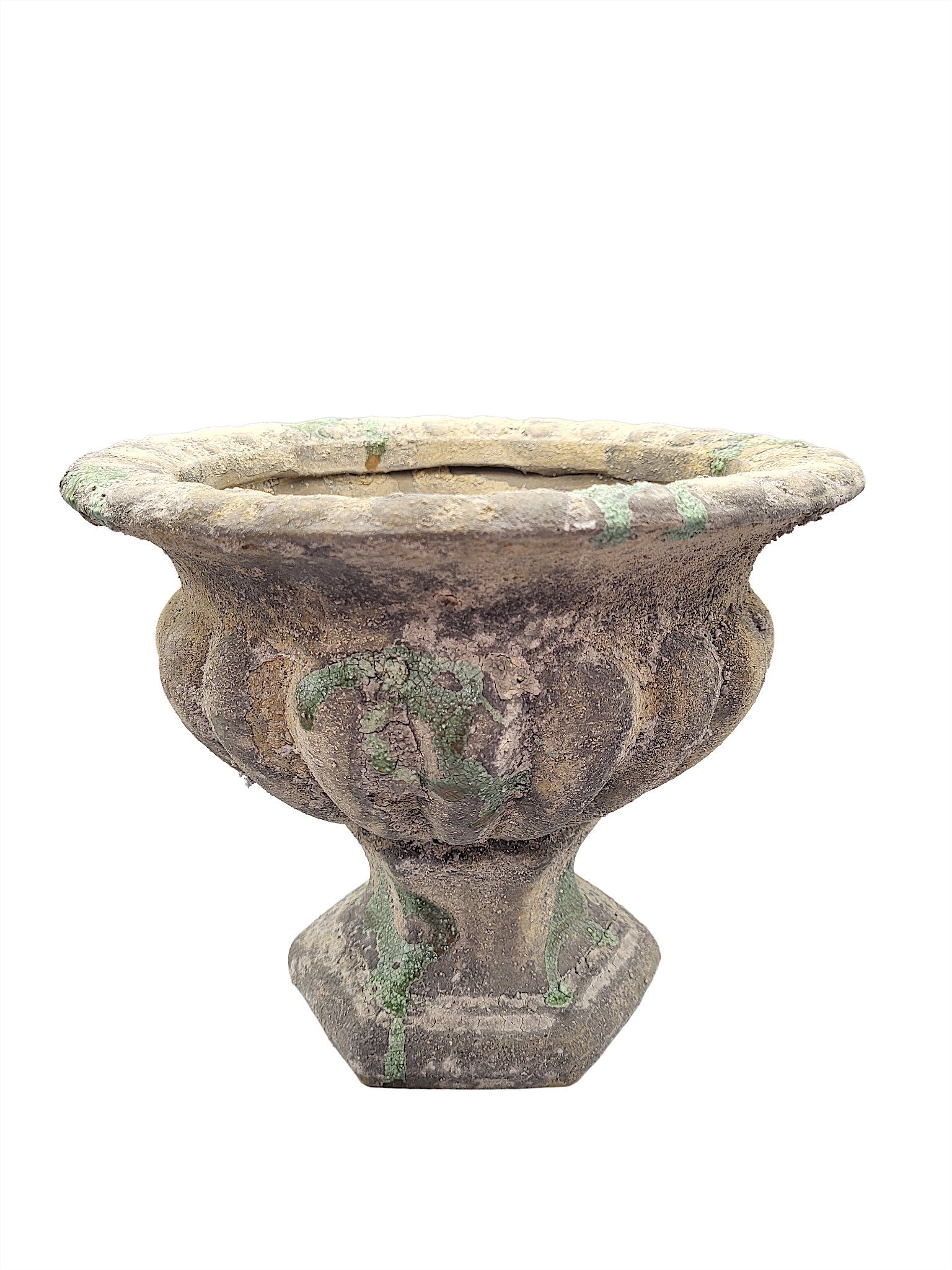 Linoows Pflanzkübel Französische Vase, Barocke Garten Amphore, Barocke Amphore aus bemooster Keramik