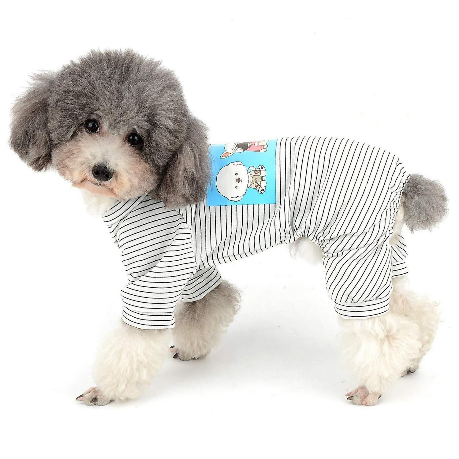 LuxusKollektion Pyjama Hunde Pyjama Baumwolle Gestreift S Schwarz