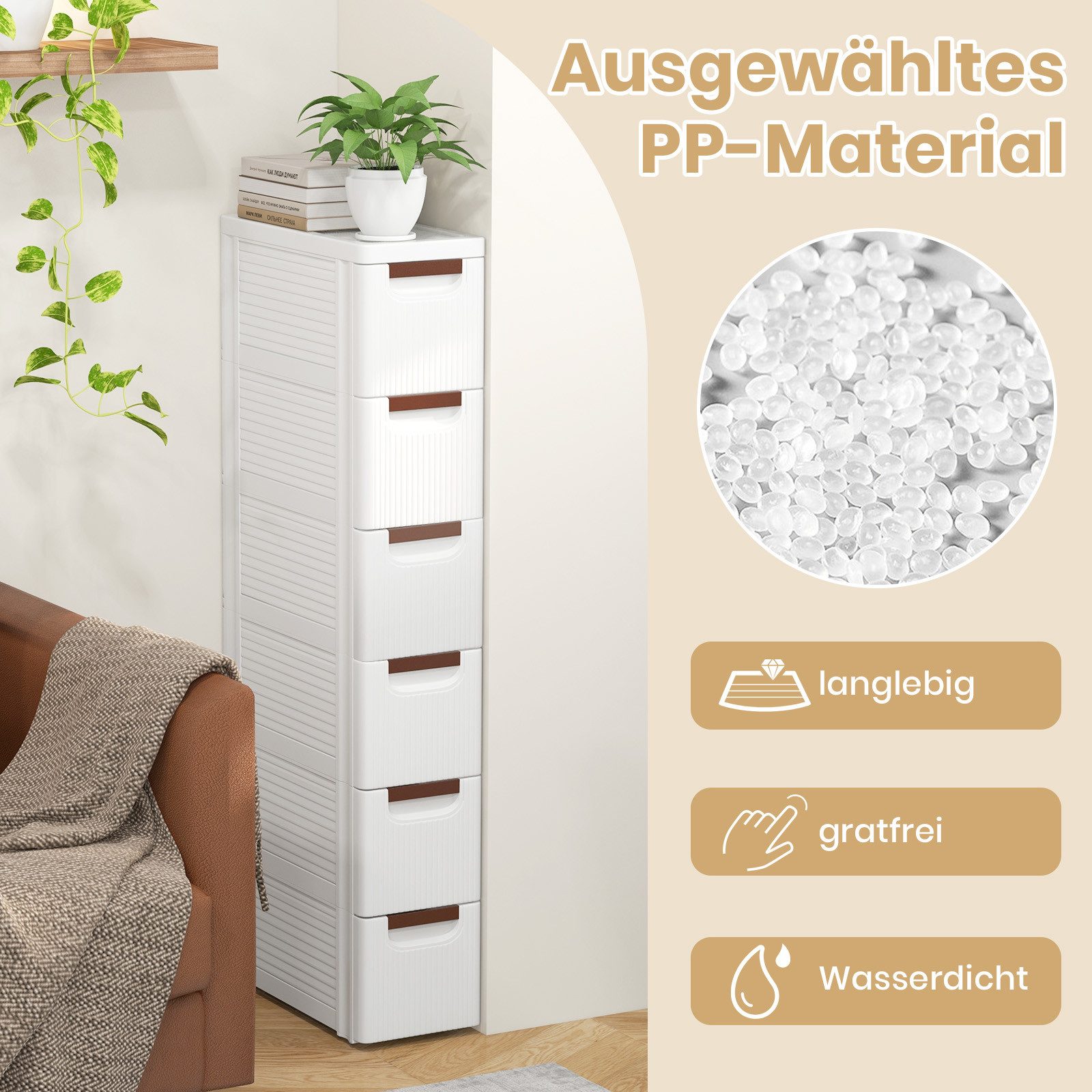 KOMFOTTEU Sideboard, Nischenschrank schmal, Badschrank mit günstig online kaufen