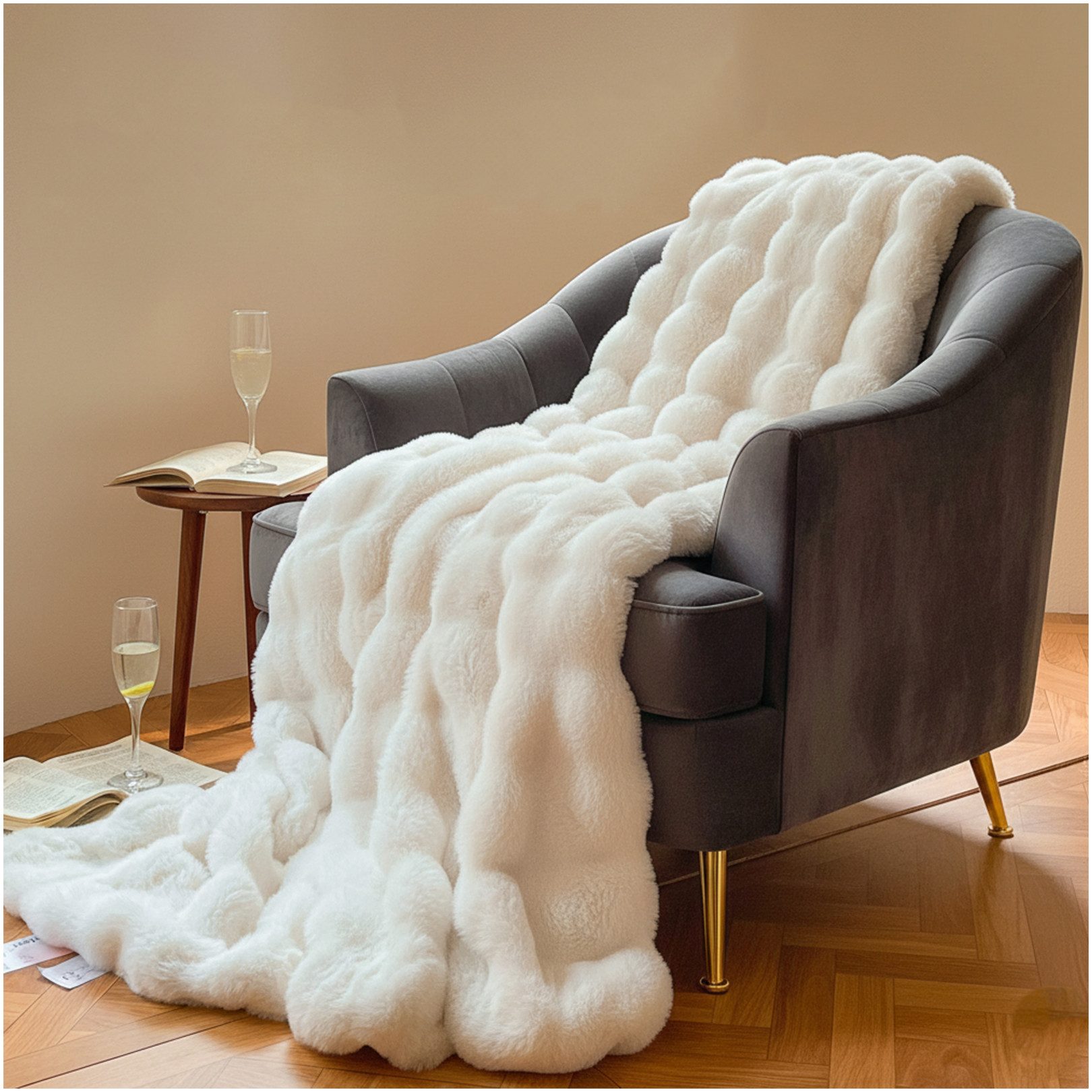 Wohndecke Kuscheldecke Kaninchen Plüsch Decke, KEAYOO, Kunstfell Warme Kuscheldecke für Couch Bett Sofa