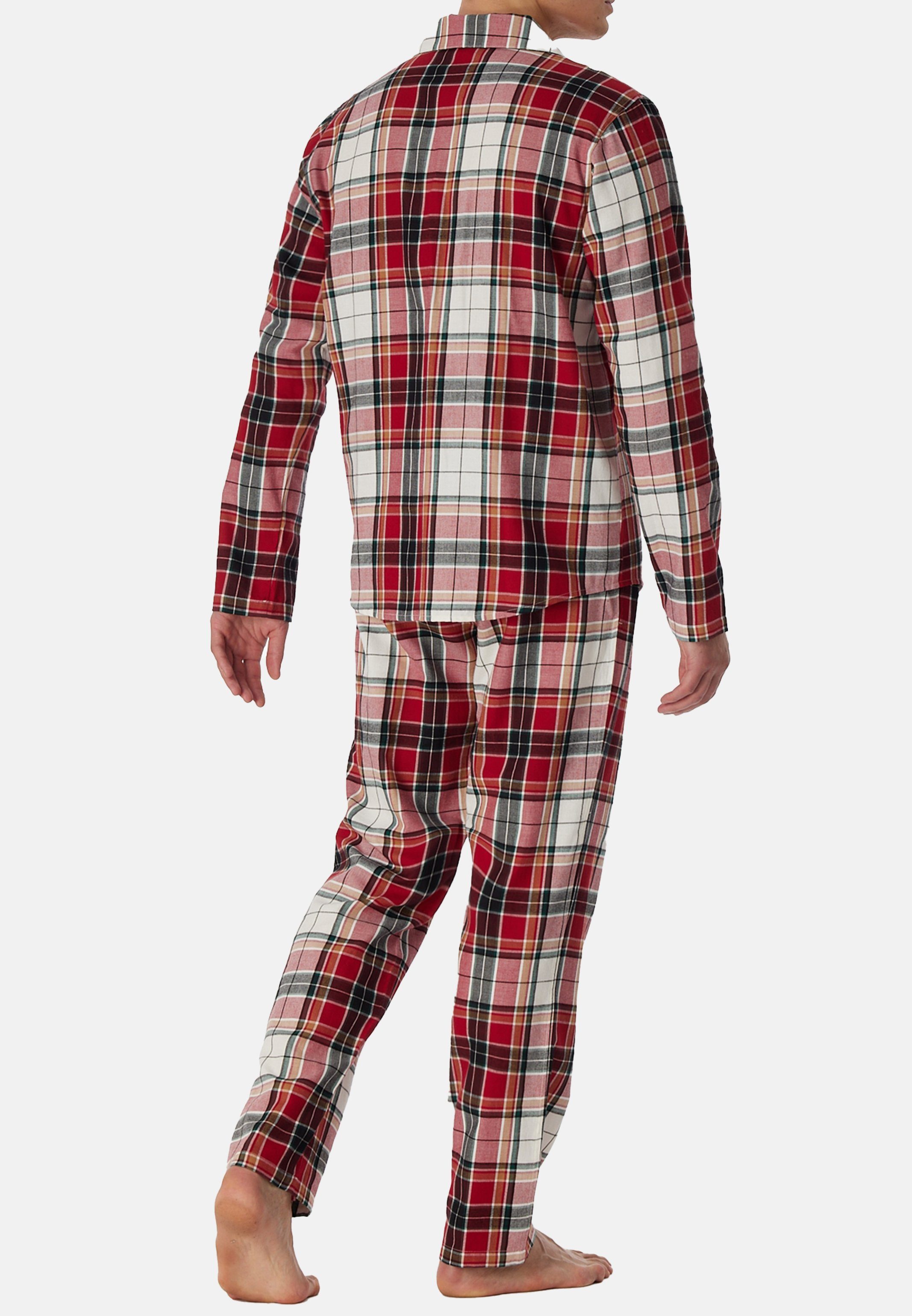 Schiesser Hemdkragen Cotton Baumwolle Organic Knopfleiste - Schlafhose Pyjama 2-tlg) Web - funktionale und (Set,
