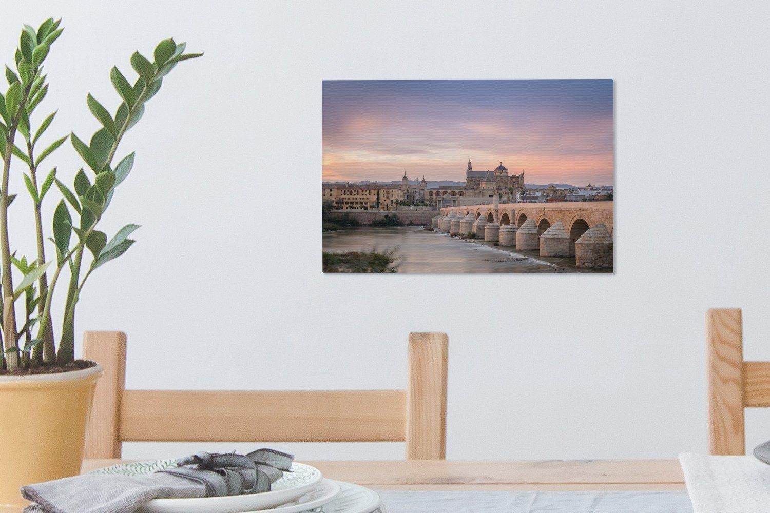 St), (1 Wandbild 30x20 der Aufhängefertig, Spanien, Wanddeko, Mezquita in Leinwandbilder, cm OneMillionCanvasses® Leinwandbild Sonnenuntergang über