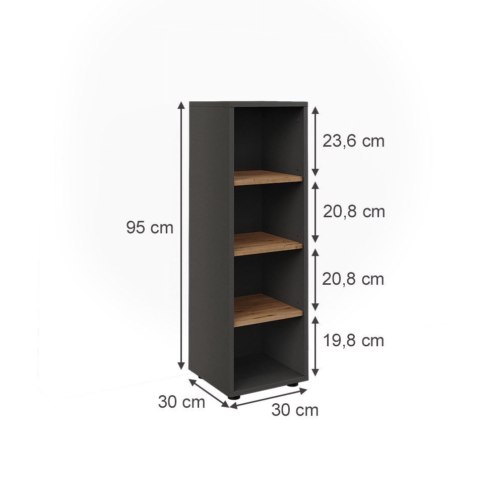 Vicco Midischrank Irma, Anthrazit/Artisan, 30 x 95 cm 4 Ablagefächer günstig online kaufen