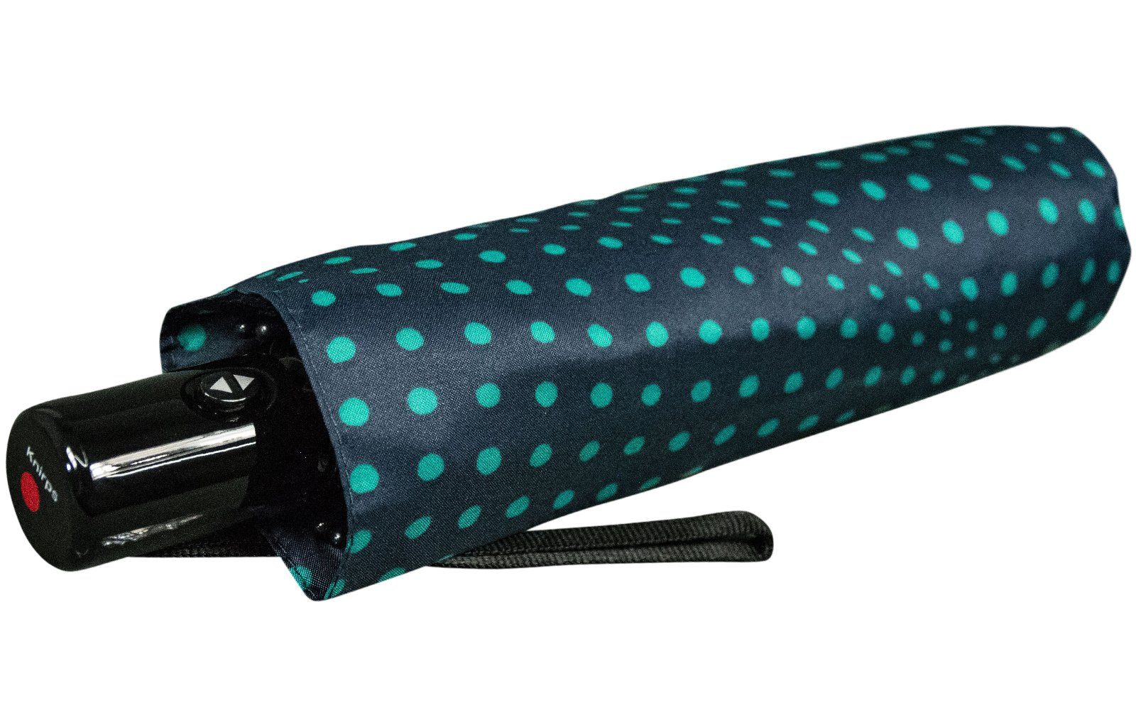 Design Difference - mit Knirps® kompakter türkis leichter, Auf-Zu-Automatik, schönes navy Schirm Taschenregenschirm Punkte