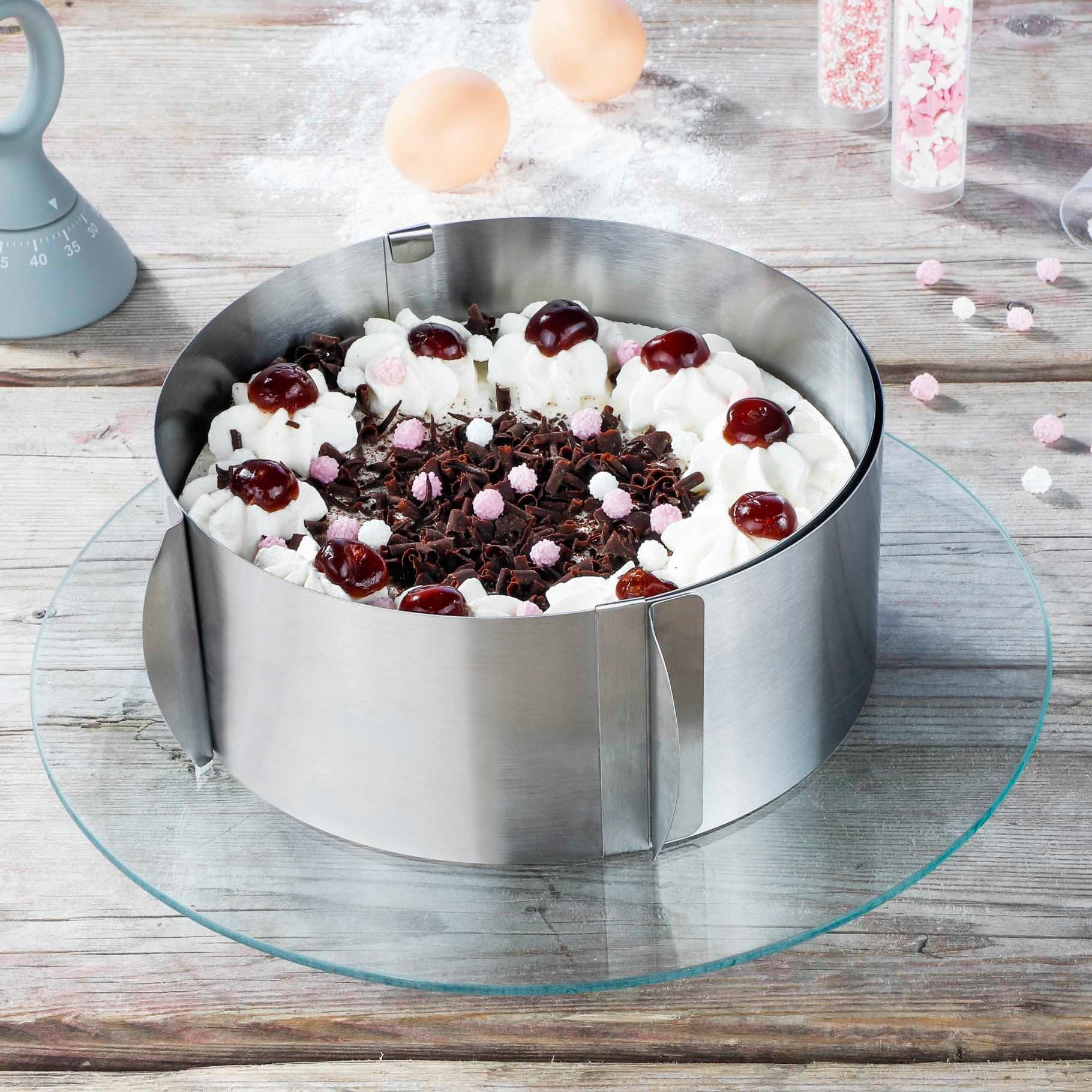 Haushalt International Tortenring Tortenring aus Edelstahl verstellbar von ca. 16 - 30 cm, (1 tlg)