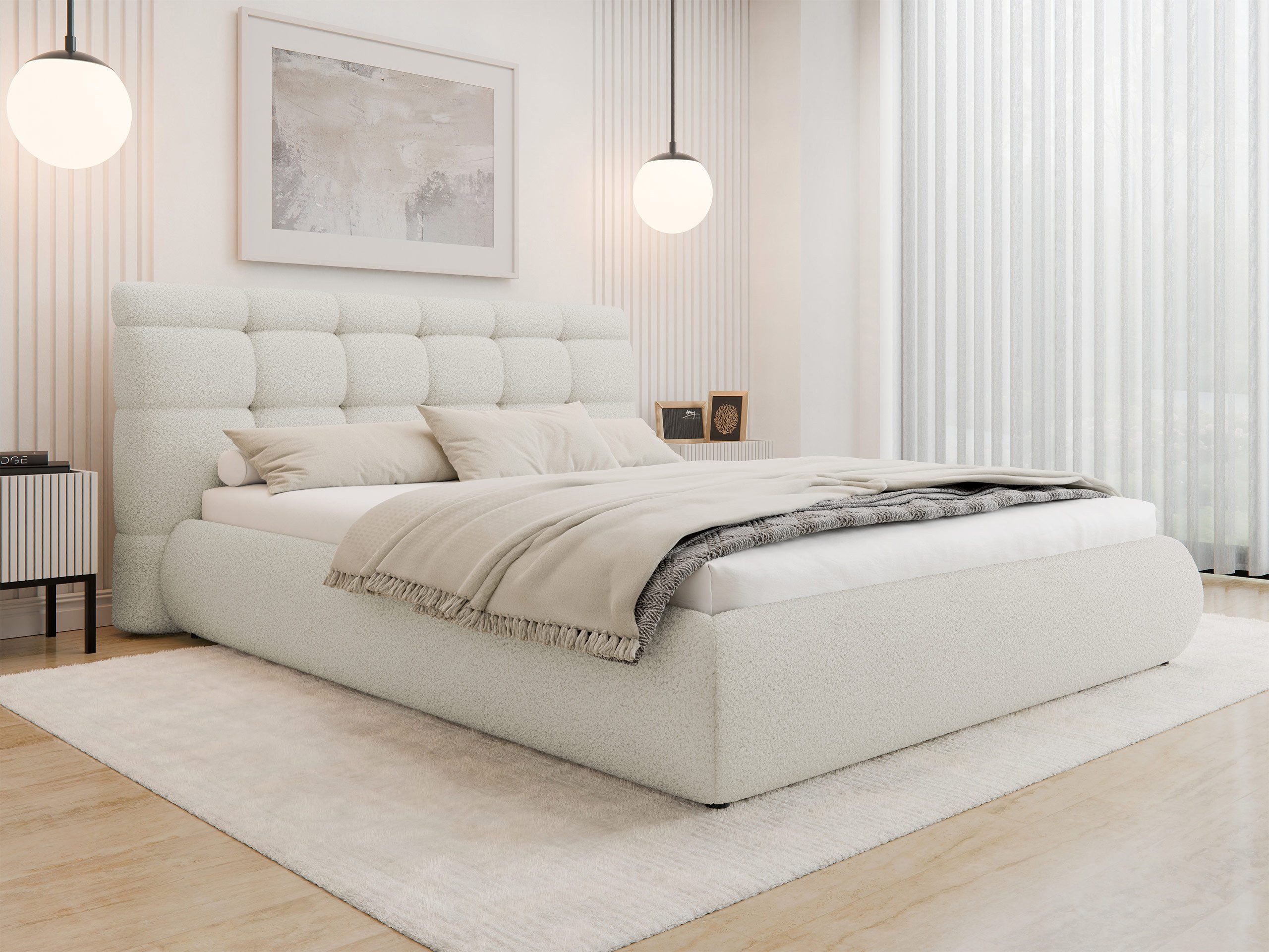 MIRJAN24 Polsterbett Zinot 160 8801 (mit Bettkasten), 160x200 cm, Boucle