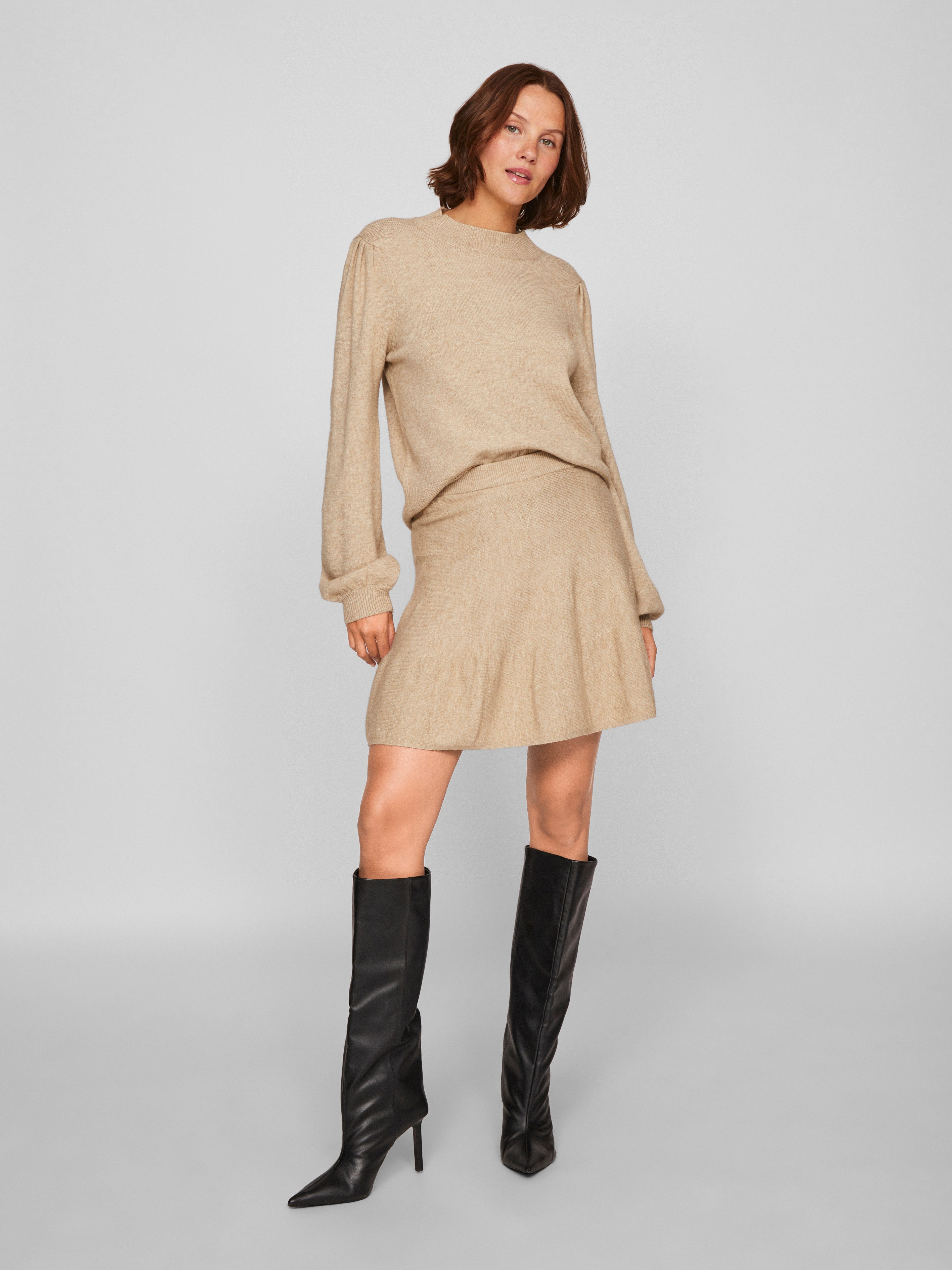 Vila Rundhalspullover VIRIL TURTLE-NK BALLOON L/S TOP - NOOS Materialmix, regular fit
