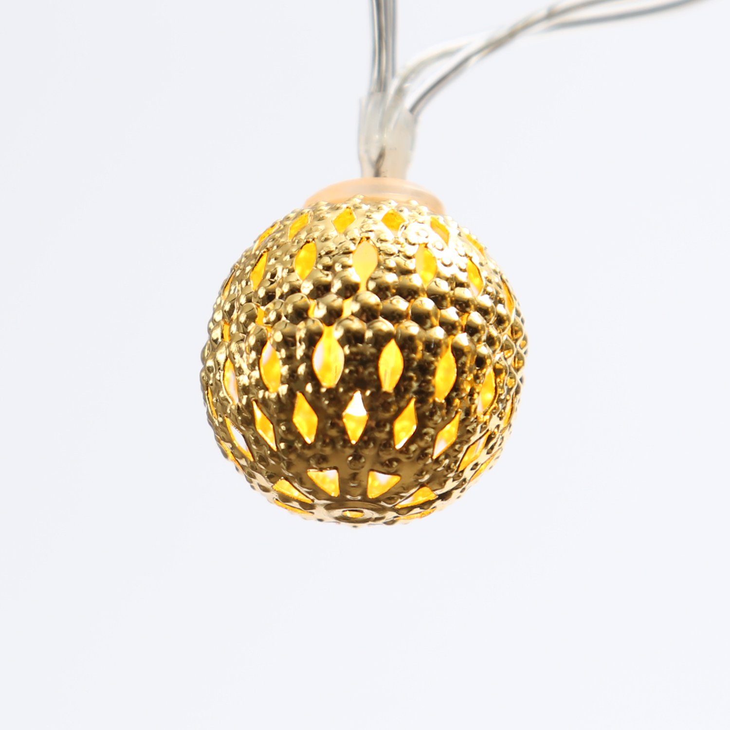 LED 8 marokkanisch orientalisch LED-Lichterkette Metallbälle Deko Lichterkette MARELIDA Kugeln
