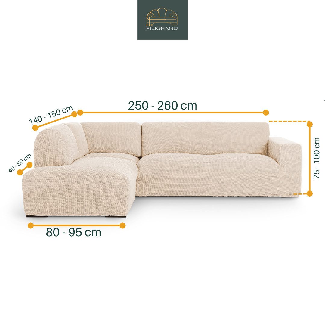 Belmarti Ecksofahusse Bezug für Ecksofa mit Halbinsel rechts/links, elastisches Material, hochwertiger und langlebiger Baumwollmix