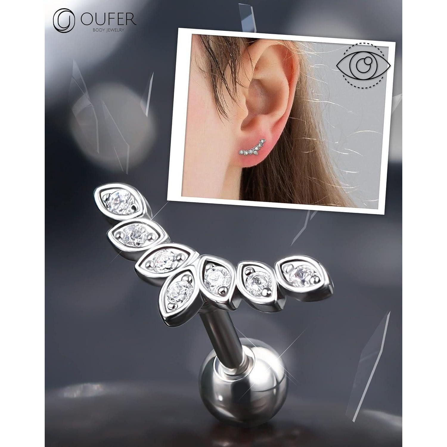 OUFER Nasenpiercing Ohrpiercing Helix Septum Ring Silber Chirurgenstahl 16G Clicker Conch